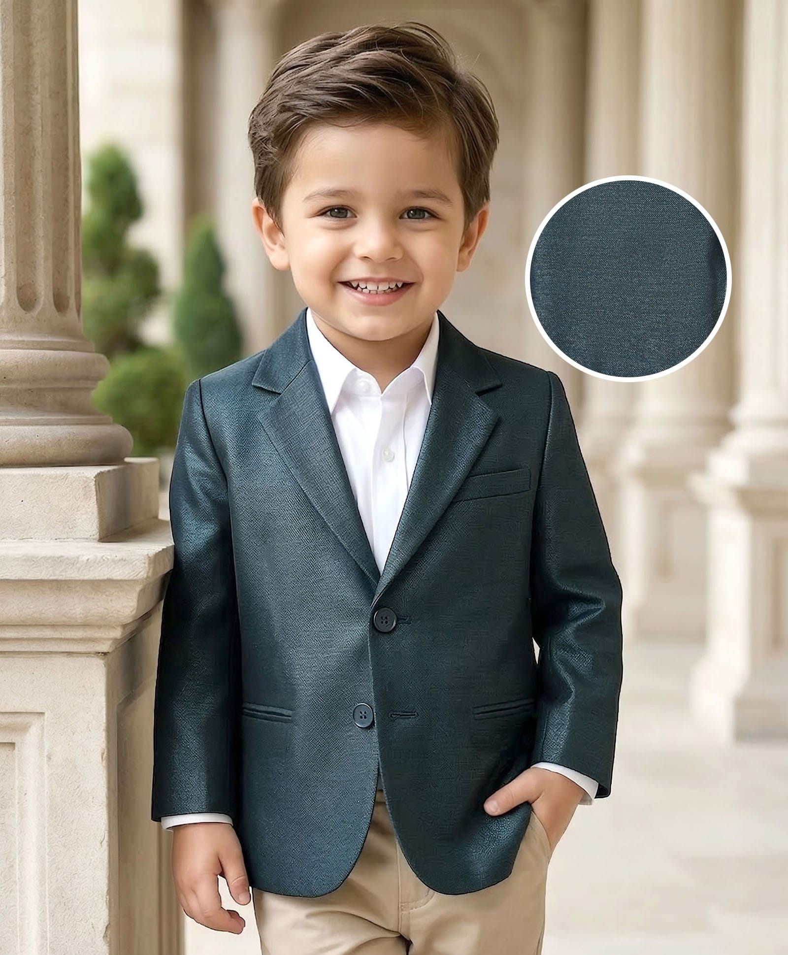 Babyhug Woven Full Sleeves Solid Coloured Blazer - Olive Green-picture-33