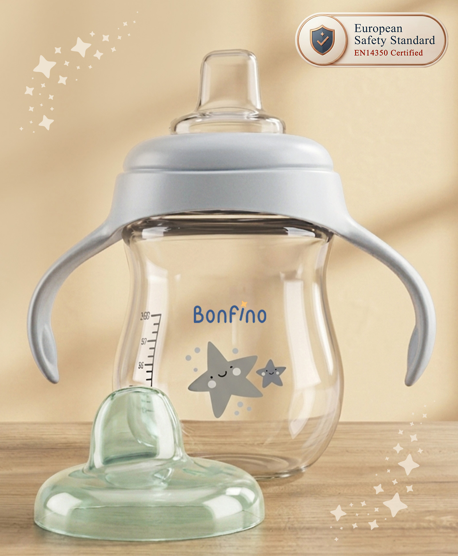Bonfino MyFirst Grip & Sip Cup 150 ml - Grey| 6 Months+| Soft Spout Tritan Sipper| Spill-Proof Training Cup| Gentle on Gums| Easy-Grip Handles| Smooth Controlled Flow| Travel-Friendly| Measuring Scale-picture-29