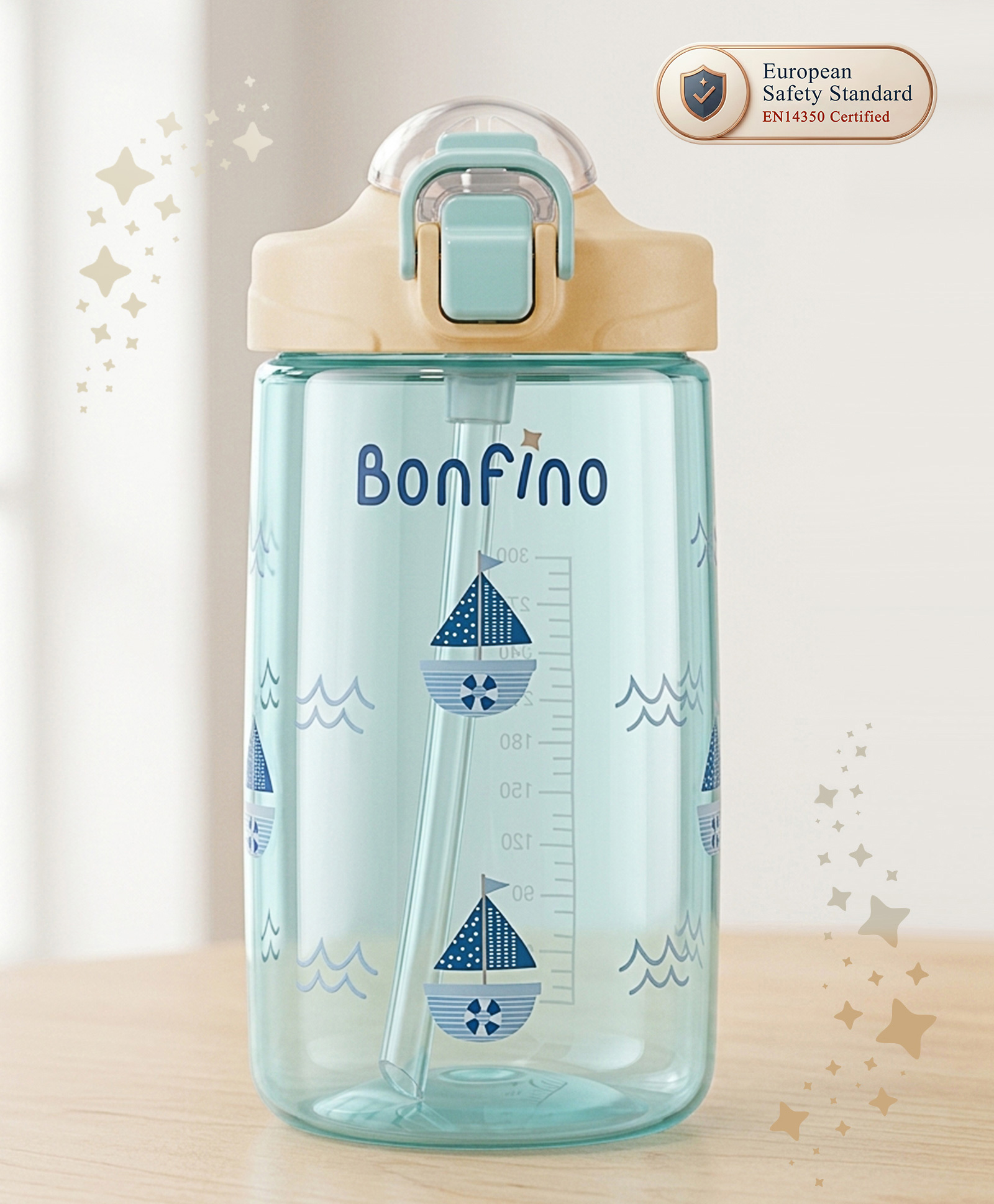 Bonfino EasySip Straw Sipper Cup with Soft Spout & Flip Lock Lid 300ml - Orange| Smooth Flow| BPA Free| Easy Grip Handle| 6 Months+| Leak Proof Lid| Measuring Scale| Home & Travel-picture-23