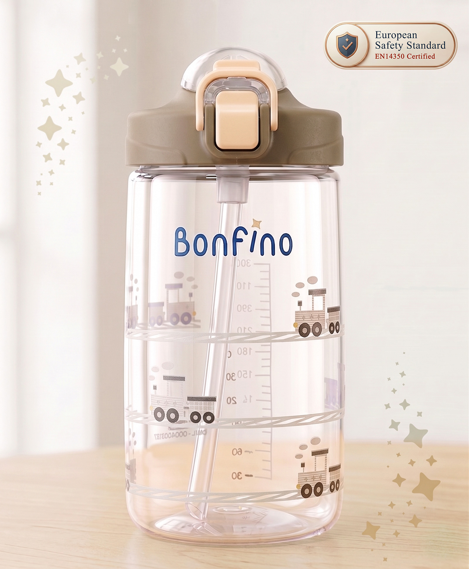 Bonfino EasySip Straw Sipper Cup with Soft Spout & Flip Lock Lid 300ml - Brown| Smooth Flow| BPA Free| Easy Grip Handle| 6 Months+| Leak Proof Lid| Measuring Scale| Home & Travel-picture-28