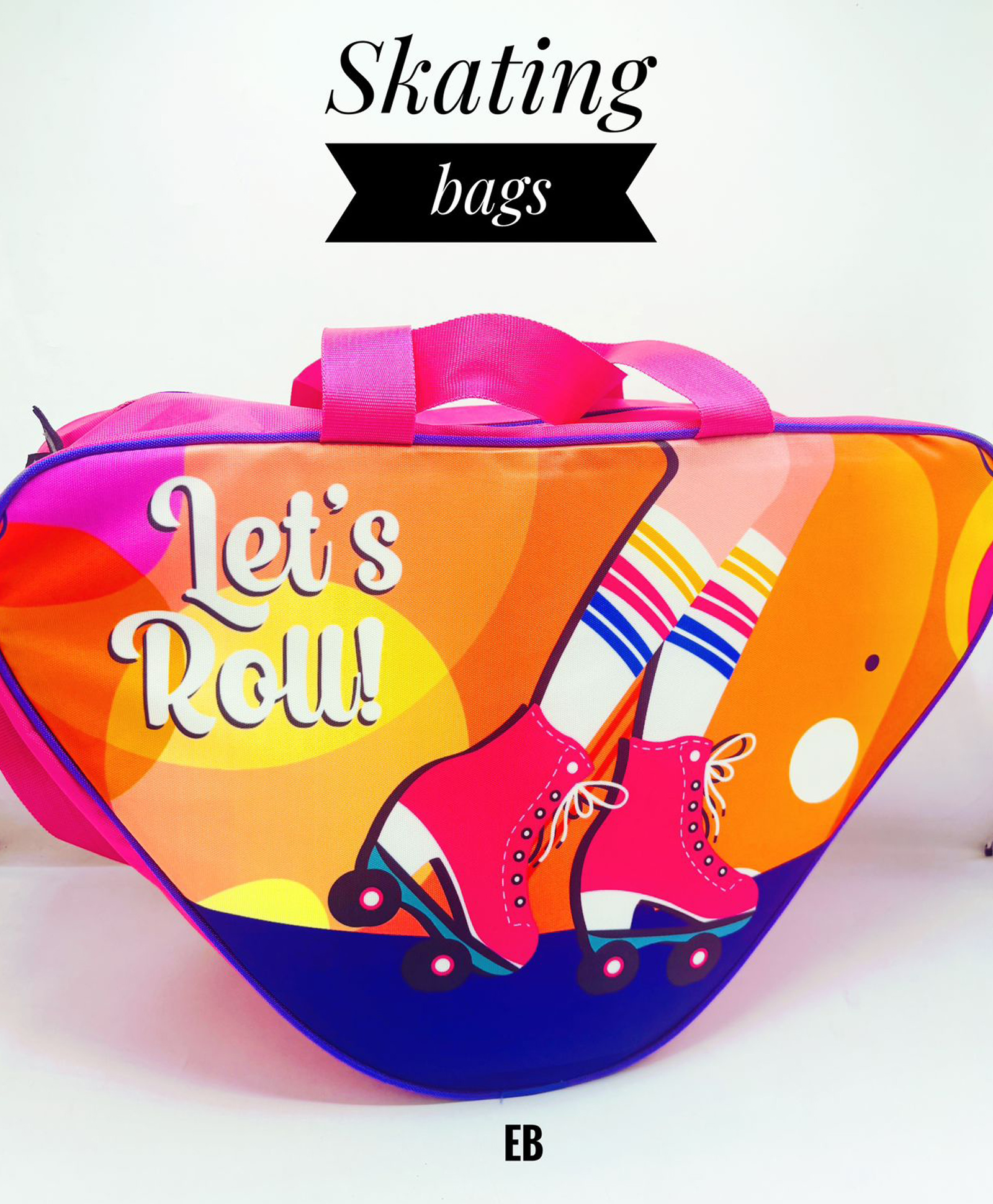 Echo Boomers Pink Skating Bag with Let's Row Print Lightweight & Durable for Kids & Teens-image-49