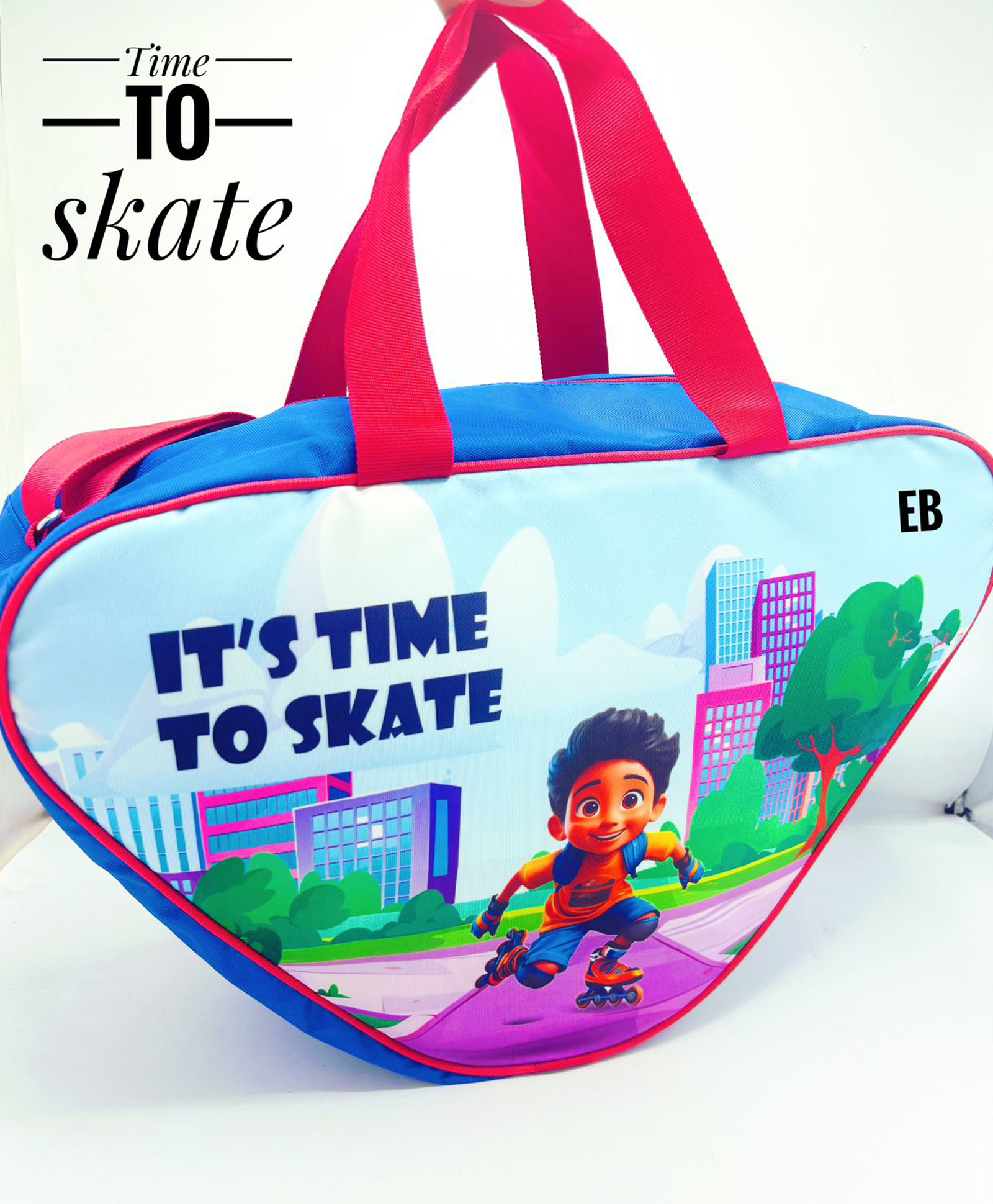 Echo Boomers Blue Skating Bag for Kids & Teens Time to Skate Print-image-44
