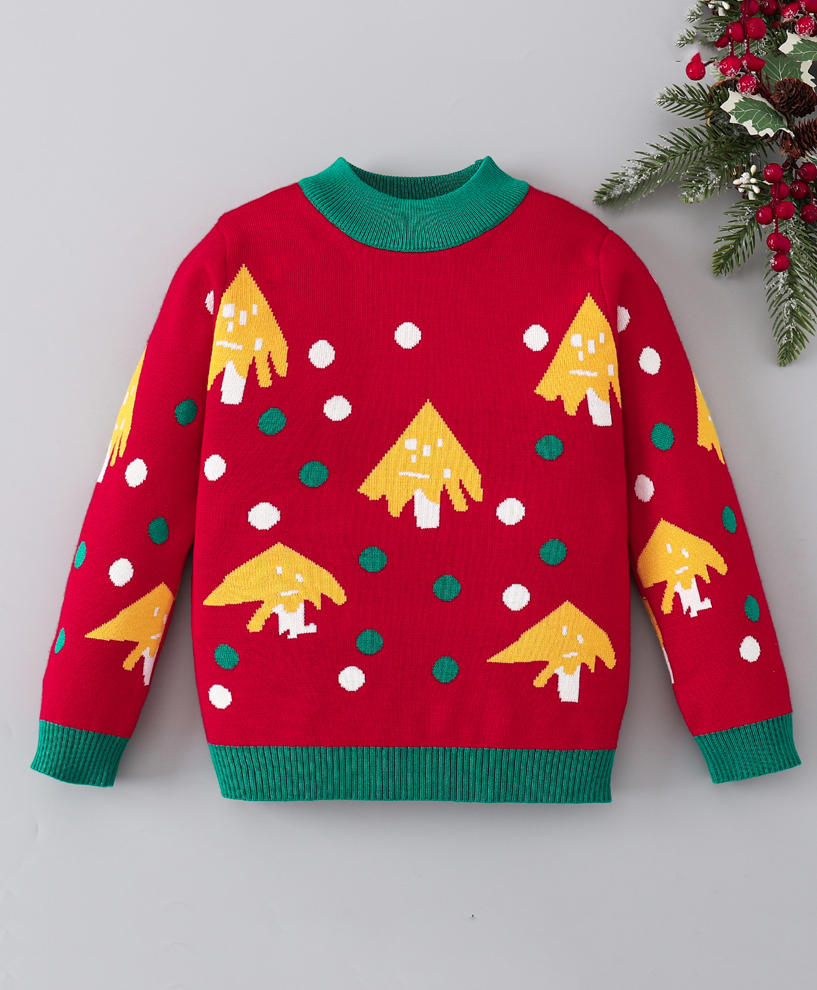 Mark & Mia Viscose Full Sleeves Pullover Sweater with Tree Design - Red-image-47