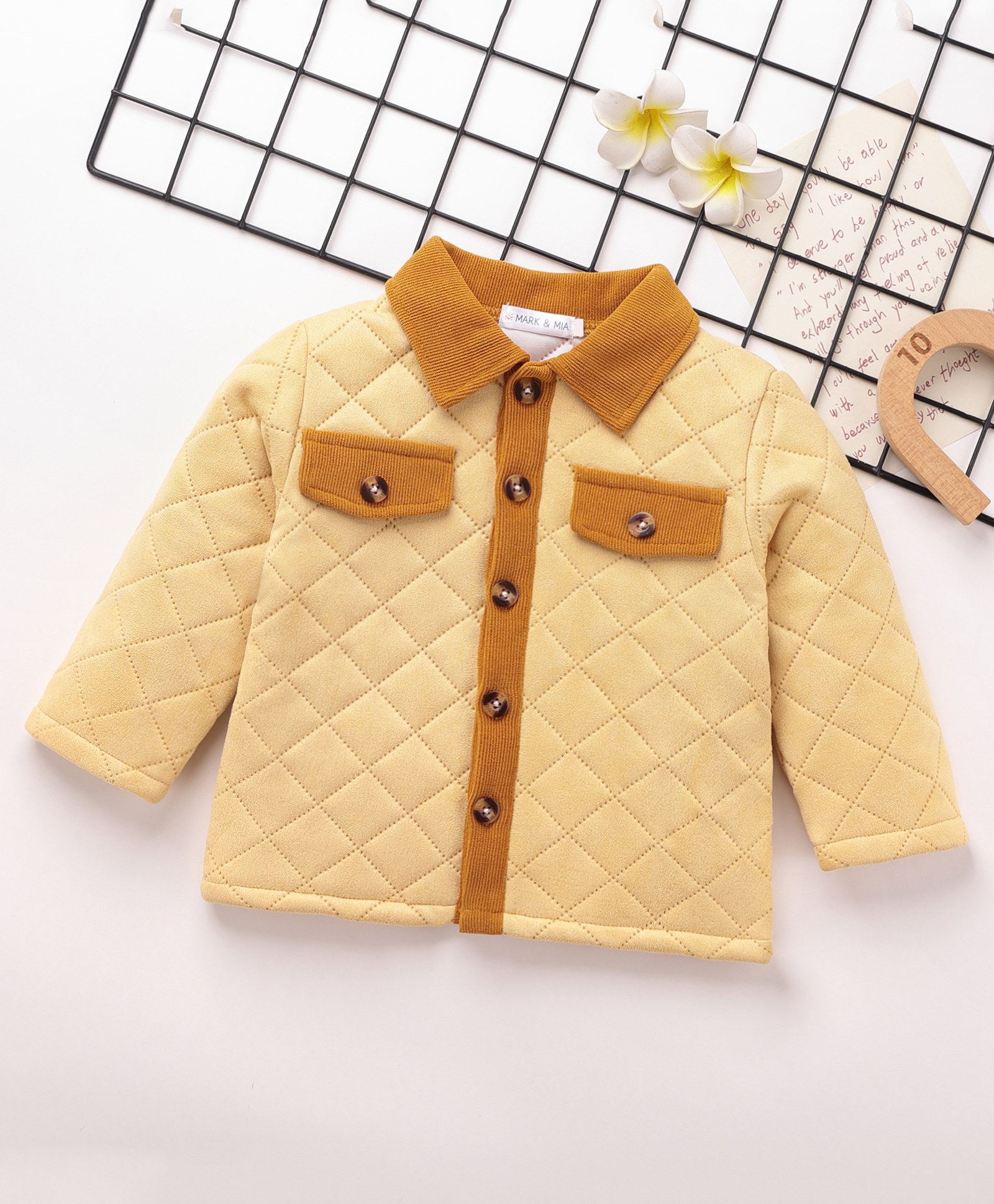 Mark & Mia Full Sleeves Front Open Jacket with Collar & Quilt Detailing - Khaki-image-27