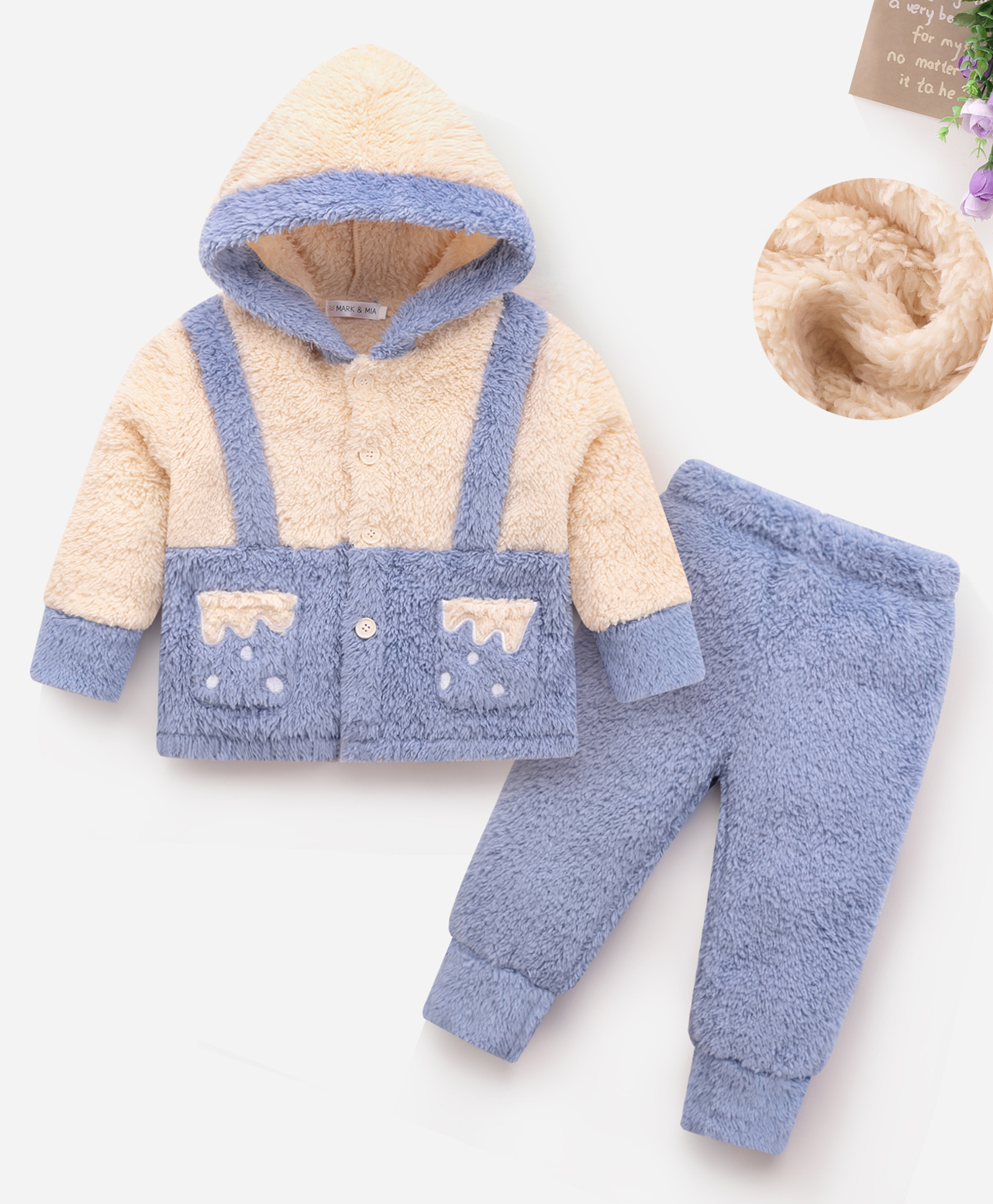 Mark & Mia Full Sleeves Solid Color Hooded Winter Wear Night Suit - Light Blue-picture-27