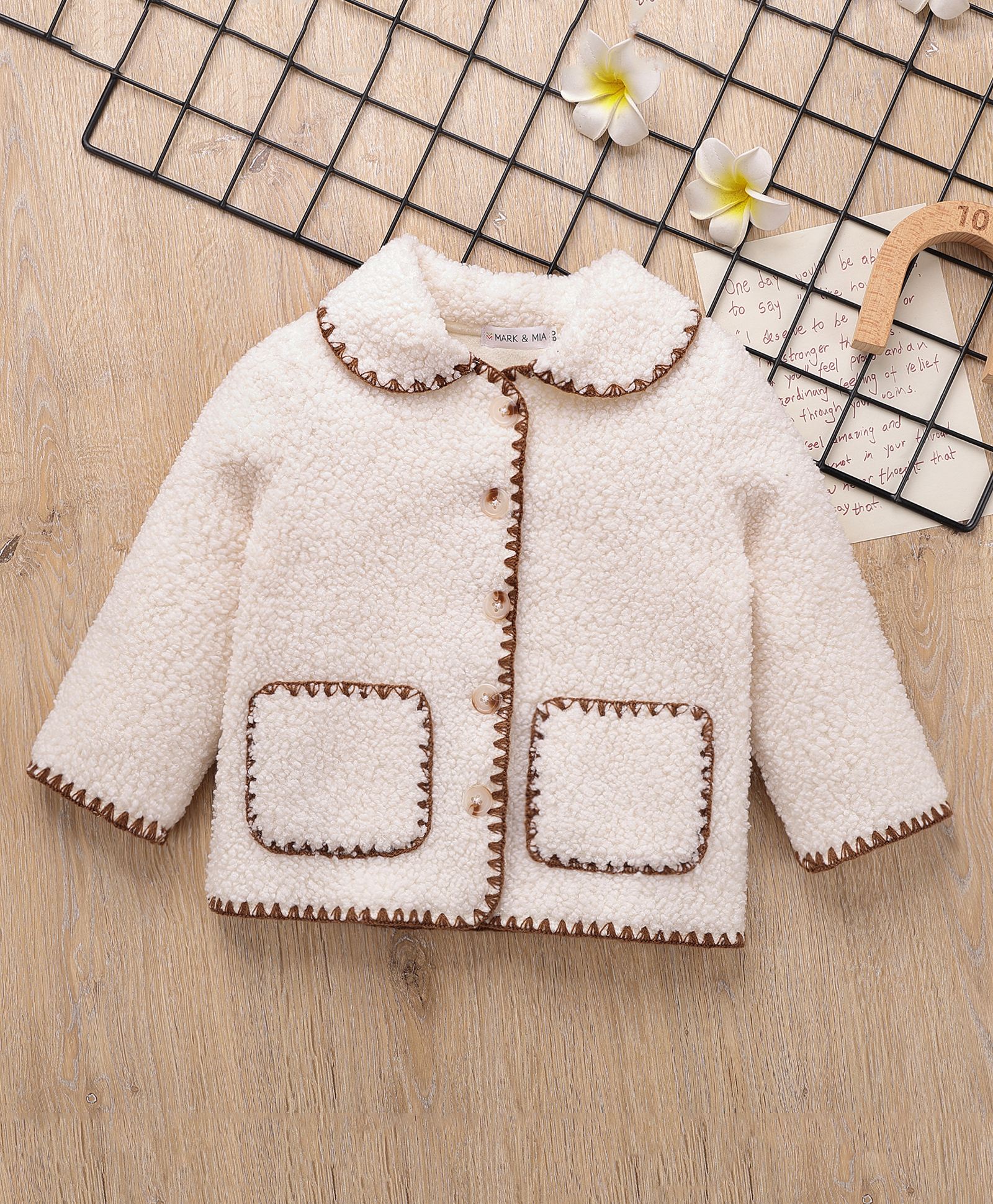 Mark & Mia Full Sleeves Front Open Winter Fur Jacket with Collar - White-picture-25