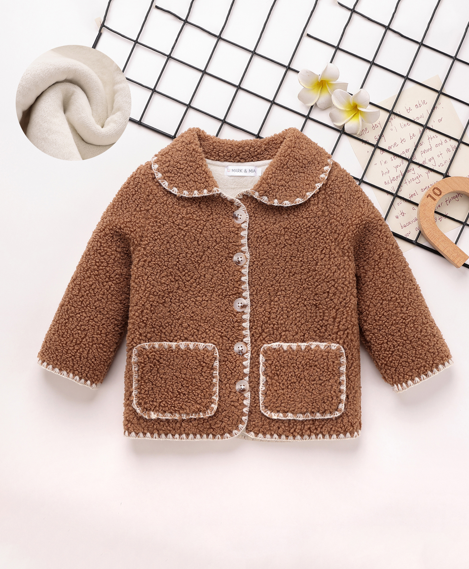 Mark & Mia Full Sleeves Front Open Winter Fur Jacket with Collar - Brown-image-41