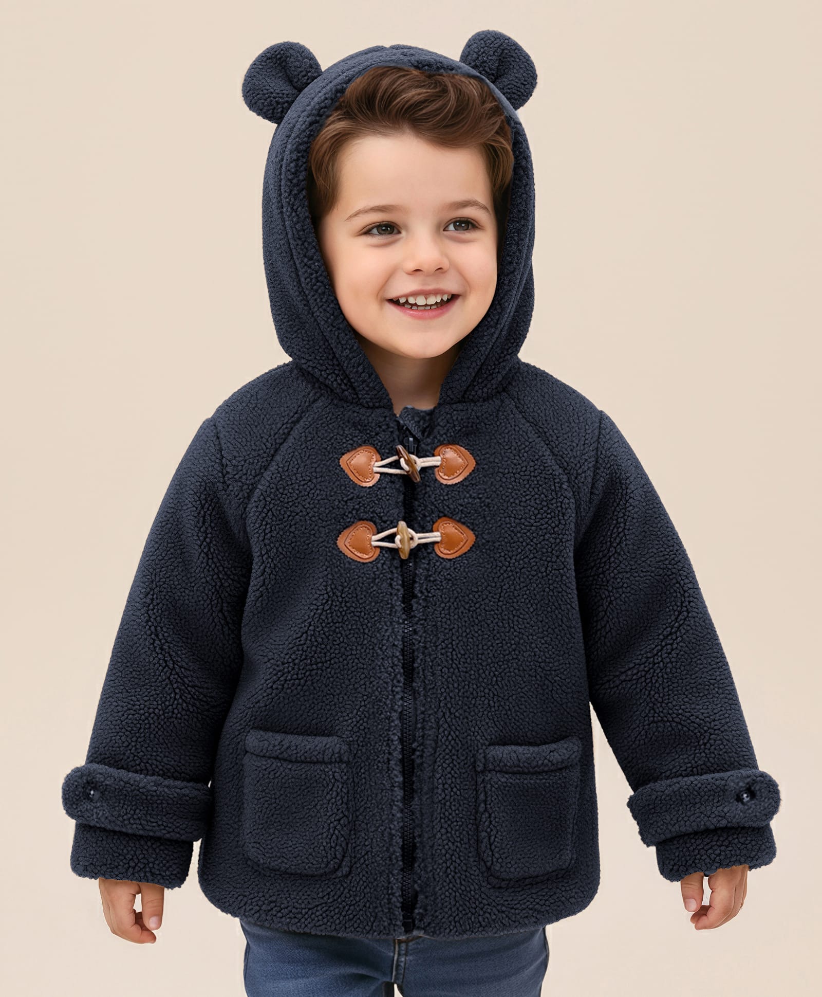 Mark & Mia Full Sleeves Hoodie With Ear Applique & Pocket Detailing - Blue-picture-13