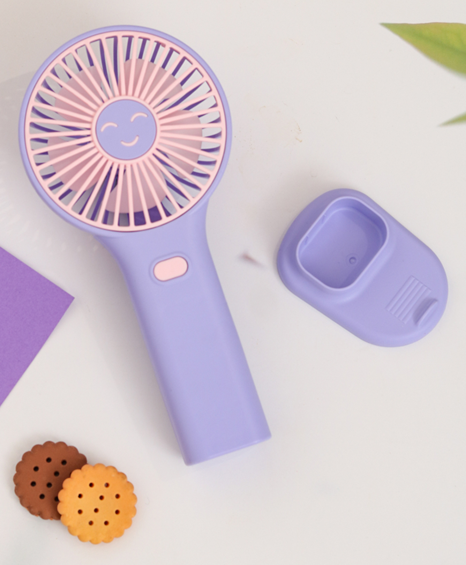 The Procure Store Smiley Design Portable & Rechargable Hand Fan- Purple-image-7
