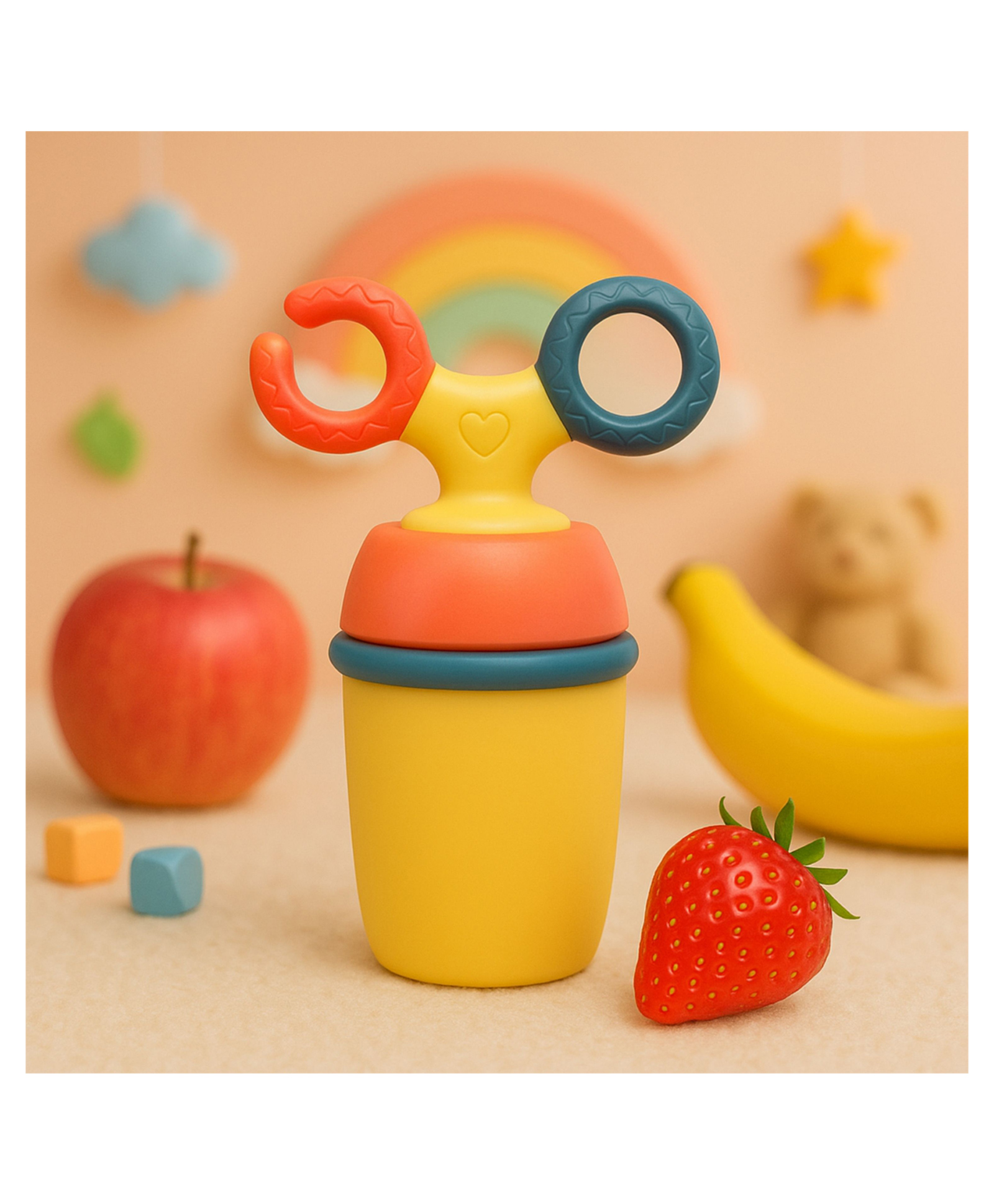 AEREX Silicone Fruit Pacifiers with Handle Soft Nibbler Baby Food Nibler Chewing Nibbler for Babies Teether Baby Fruit Pacifiers for Newborn Babies (Yellow)-image-46
