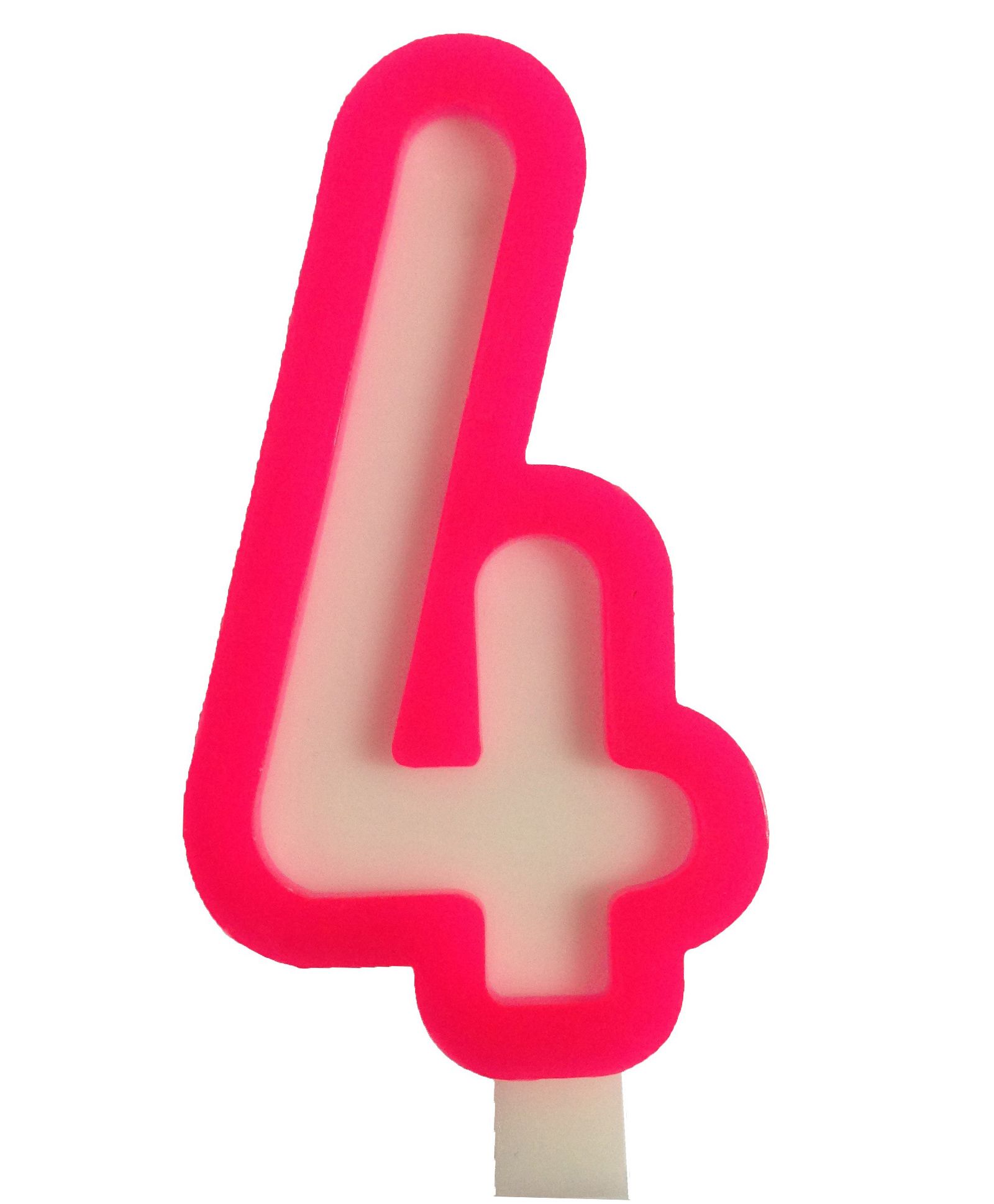 Funcart Number Four Candle - Pink & White-picture-41