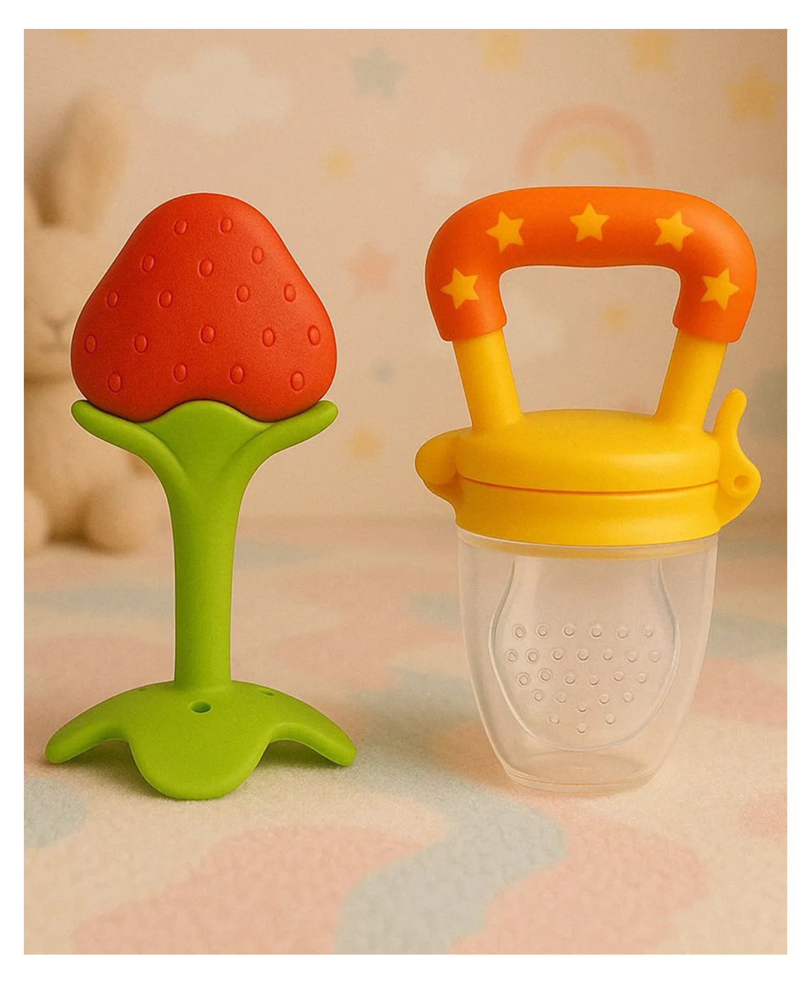 Luvlittle Bpa Free 100 % Silicone Fruit Shape Teether And Fruit Feeder - Colour may vary (Pack of 2)-picture-34