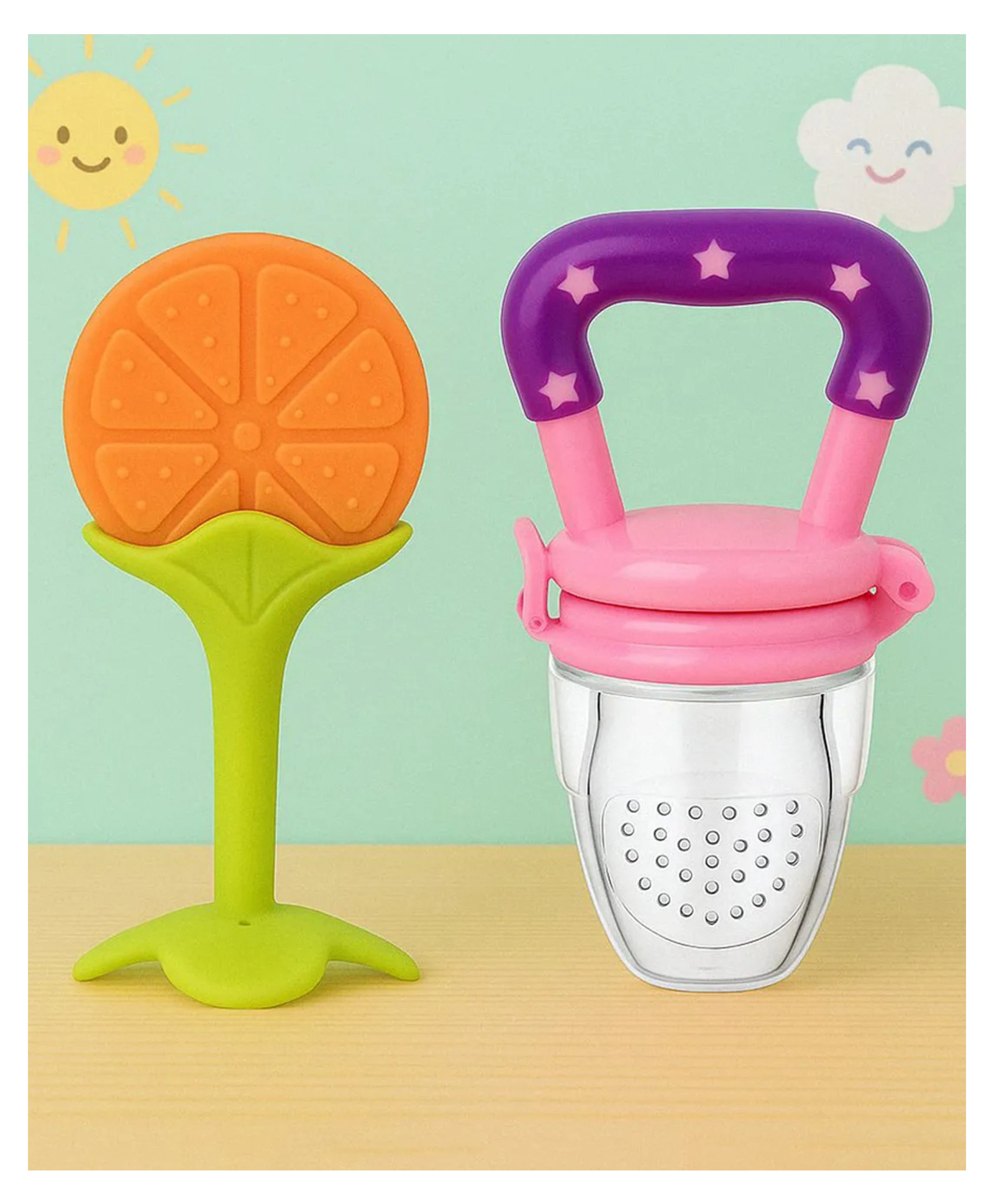 Luvlittle Bpa Free 100 % Silicone Fruit Shape Teether And Fruit Feeder - Colour may vary (Pack of 2)-picture-31