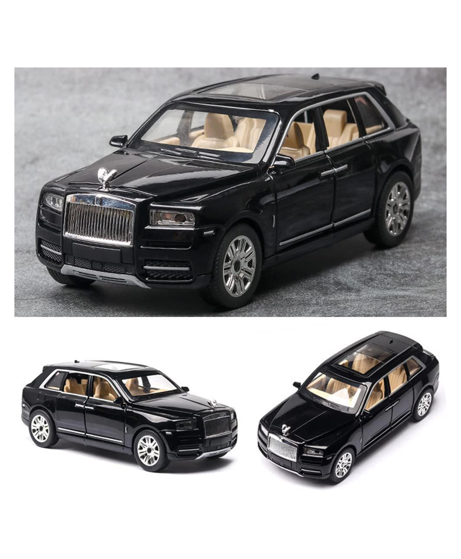 SVE 1:32 Roll Royce cullinan Diecast Metal Pullback Toy car with Openable Doors, lights And sound music [Colors as Per Stock]-picture-23