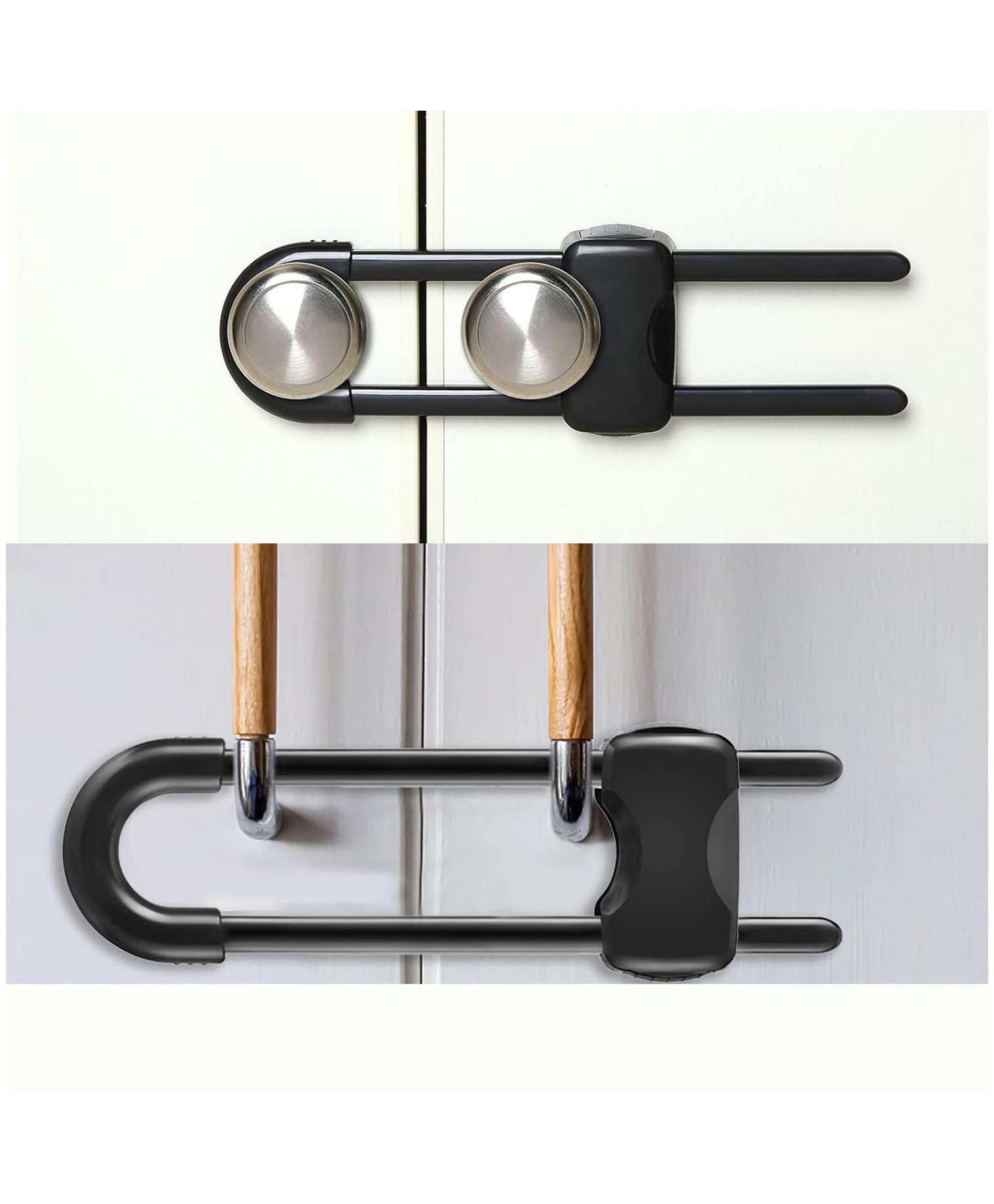 Safe-O-Kid Heavy Duty Almirah Cupboard U Shaped Lock - Premium Security Lock for Cabinets & Doors - Black, Pack of 8-picture-27