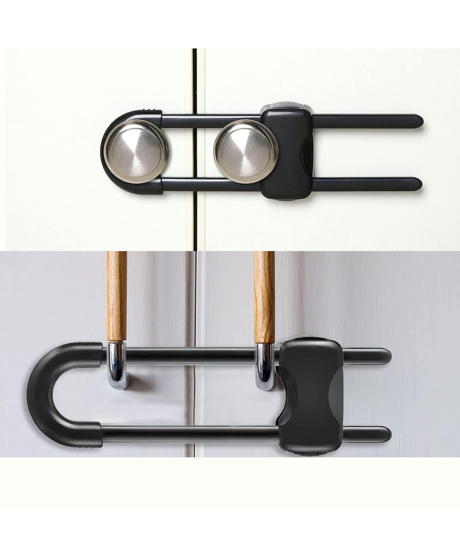 Safe-O-Kid Heavy Duty Almirah Cupboard U Shaped Lock - Premium Security Lock for Cabinets & Doors - Black, Pack of 10-picture-16