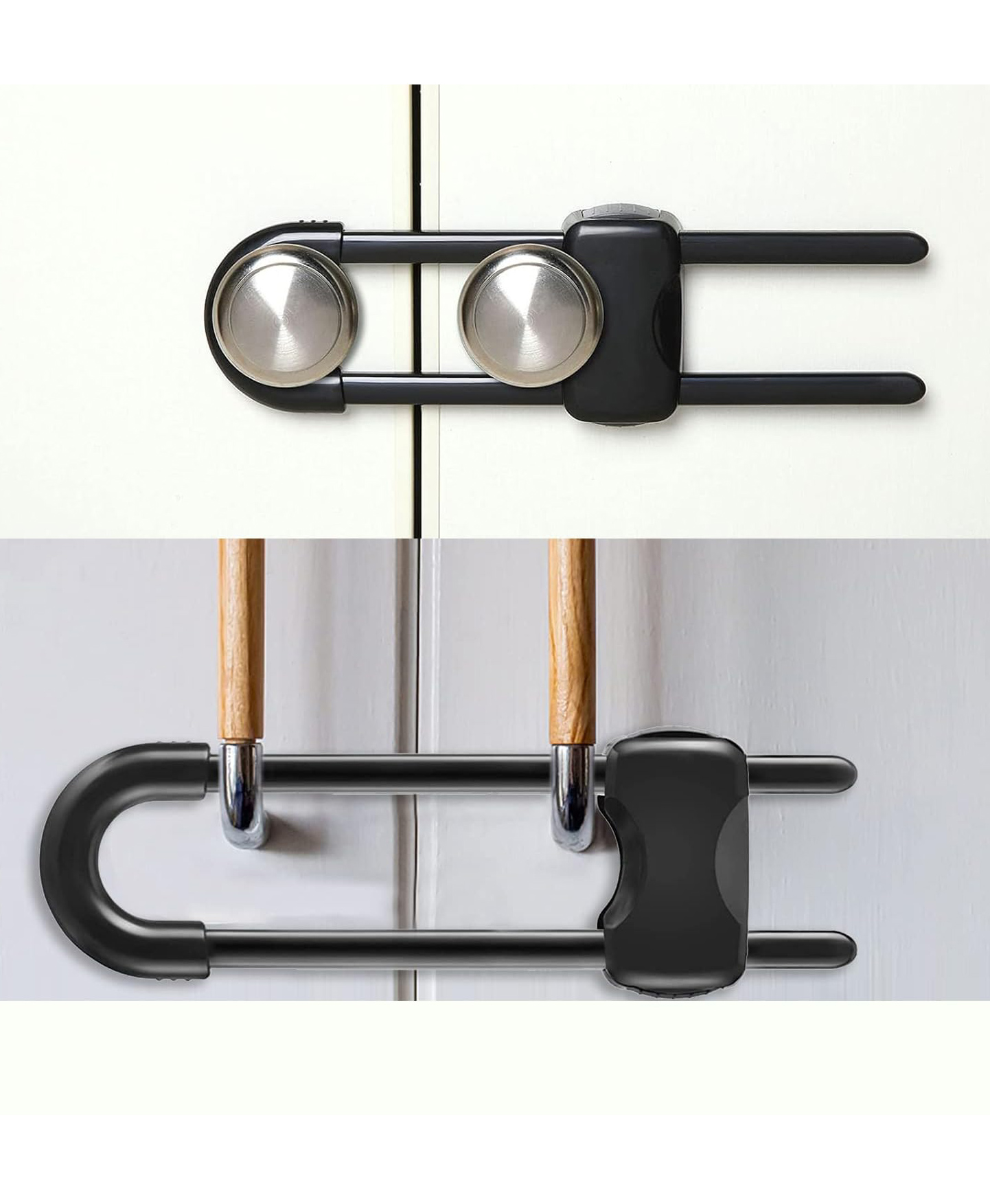 Safe-O-Kid Heavy Duty Almirah Cupboard U Shaped Lock - Premium Security Lock for Cabinets & Doors - Black, Pack of 16-picture-15