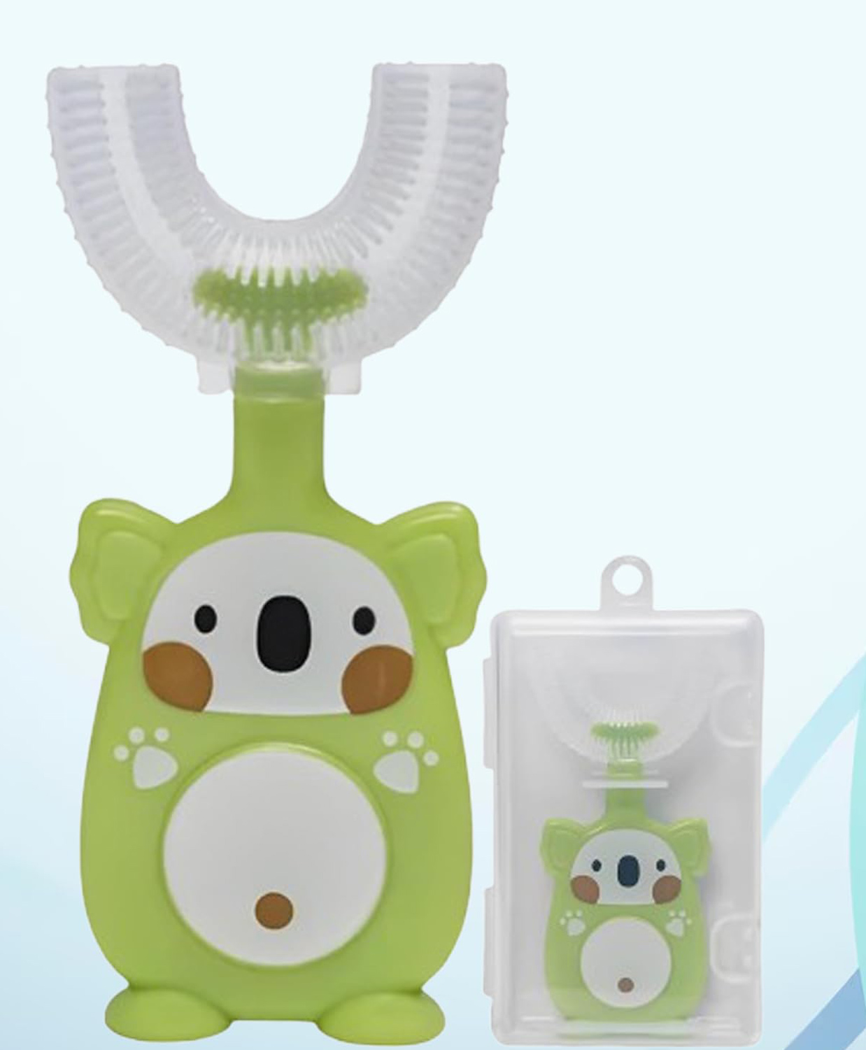 Safe-O-Kid- Silicone U Shaped Brush for Baby, Extra Safe, Oral hygiene Teething/Gums with Attractive Case - Green-image-33