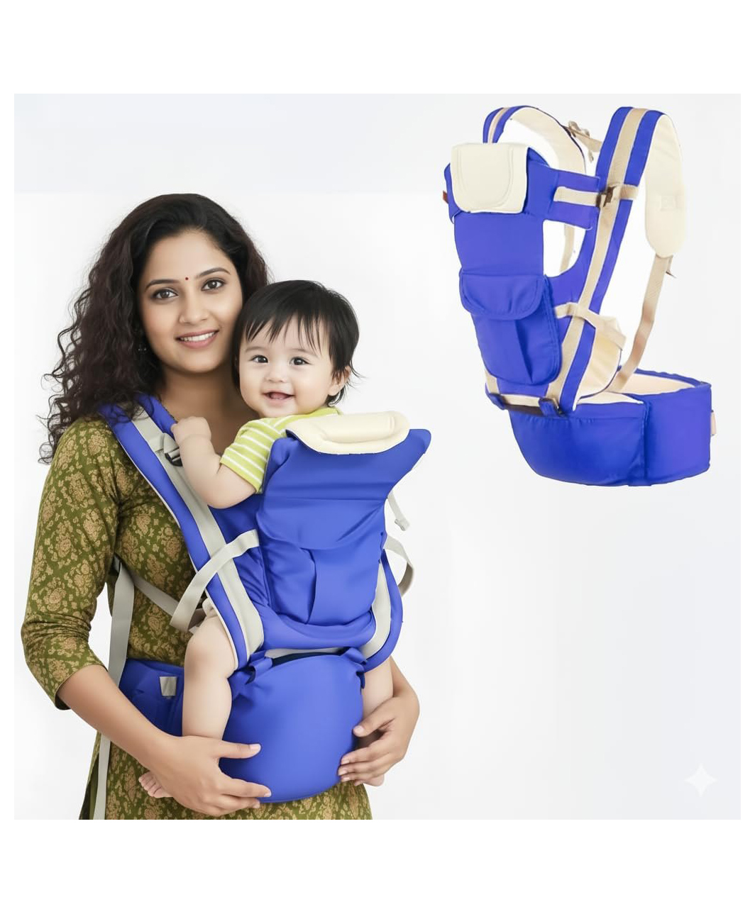 Safe-O-Kid 4 in 1 Position Baby Carrier, Ultra-Comfort Baby Carrier Inward Facing Position, Easy On & Off, Premium Cotton Material- Blue-picture-15