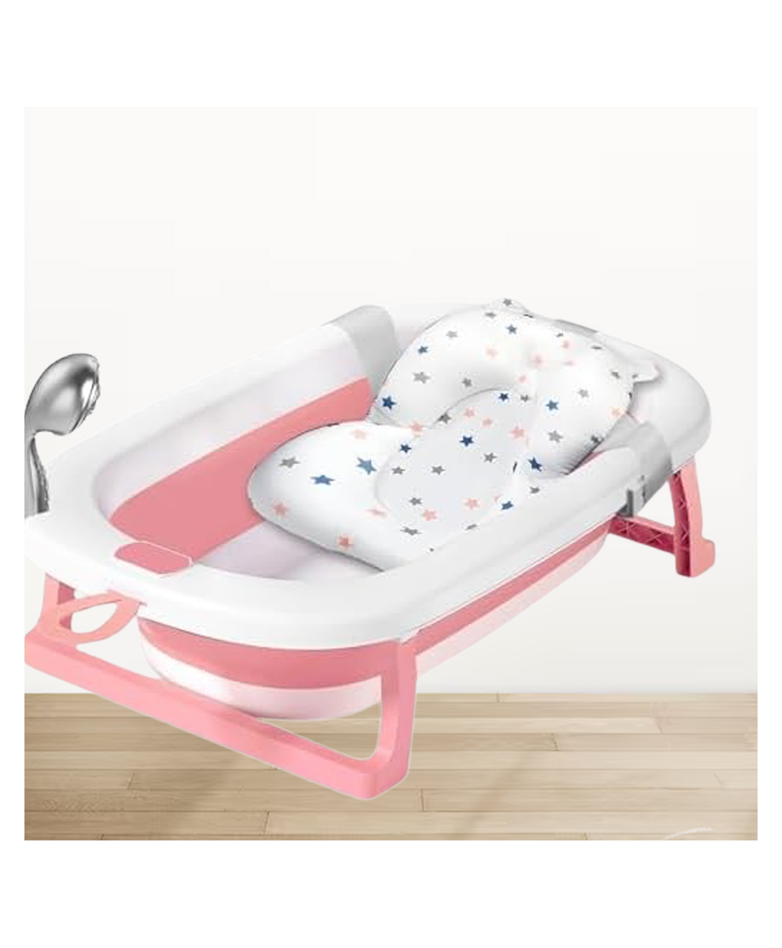 Safe-O-Kid Foldable Baby Bath Tub with Cushion for 0 to 5 Years Portable, Space-Saving Bathtub for Newborns & Toddlers | BPA-Free, Non-Slip, with Drain Plug- Pink-image-20