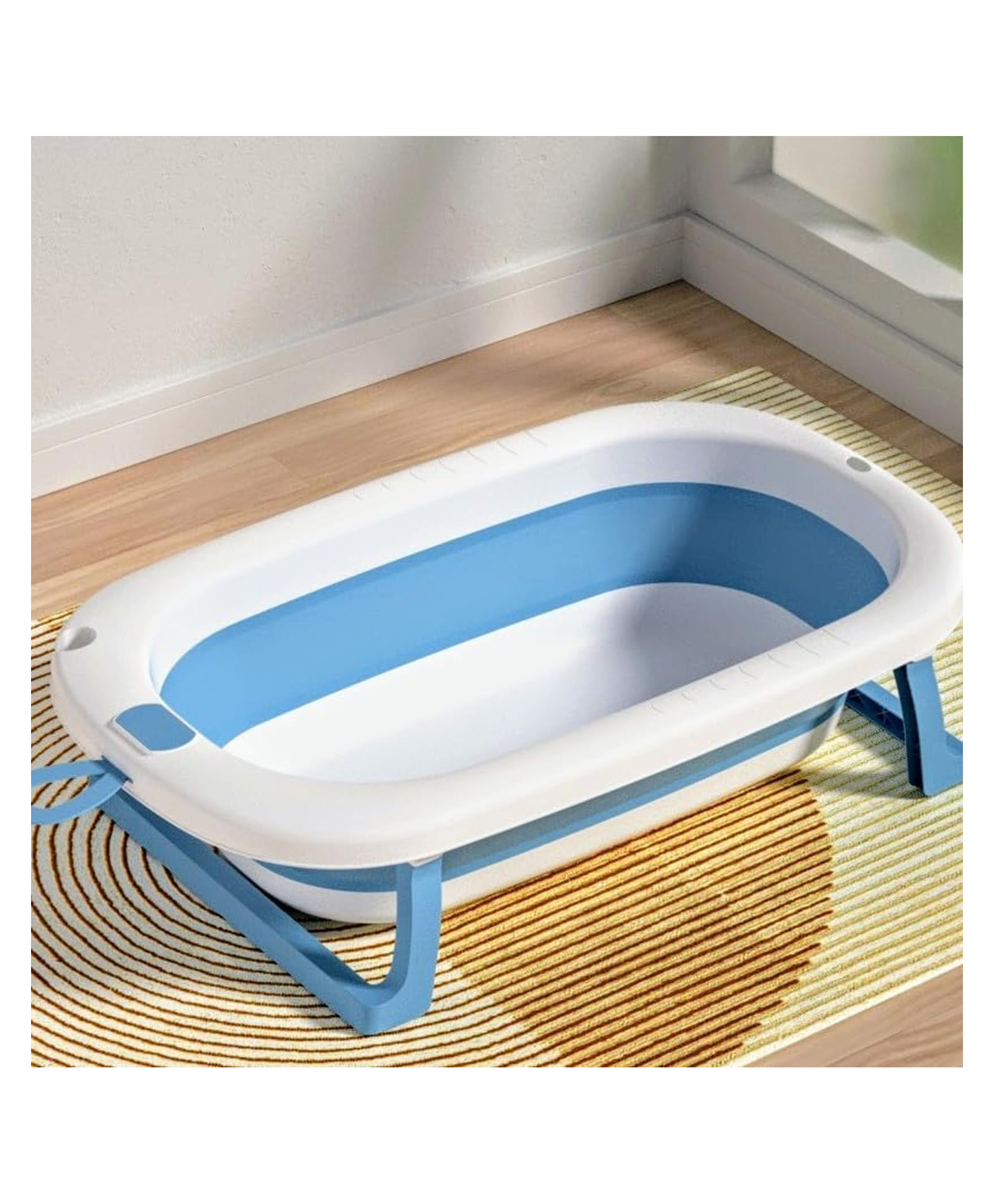 Safe-O-Kid All-in-One Foldable Baby Bathtub Lightweight, BPA-Free with Drain Plug- Blue-picture-24