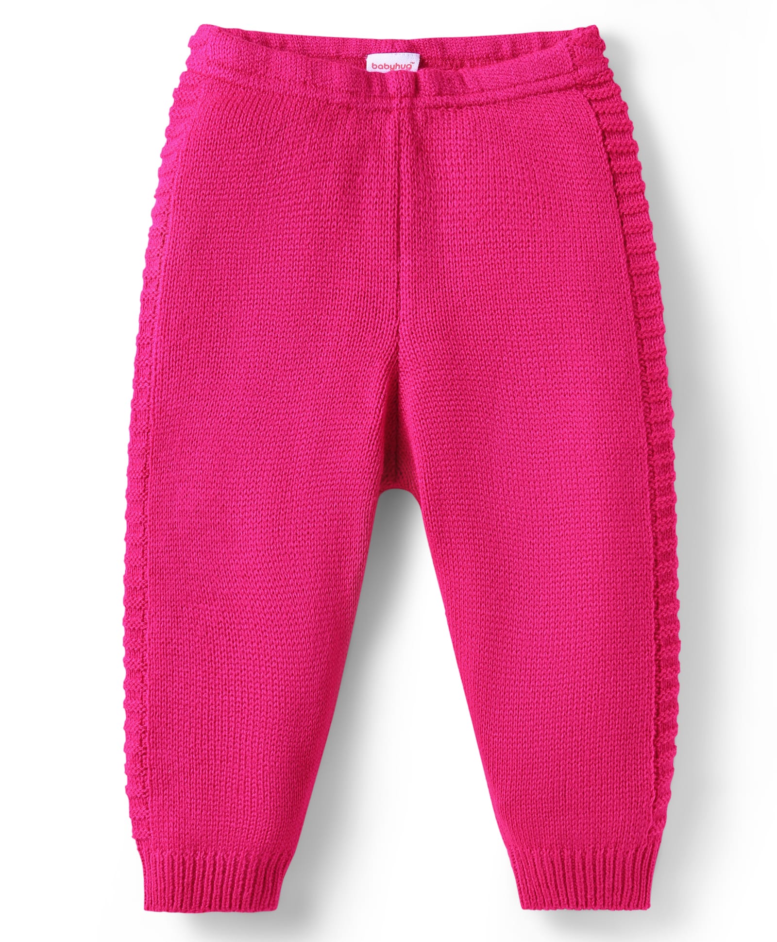Babyhug Knit Full Length Fleece & Woollen Solid Colour Lounge Pant - Dark Pink-picture-23