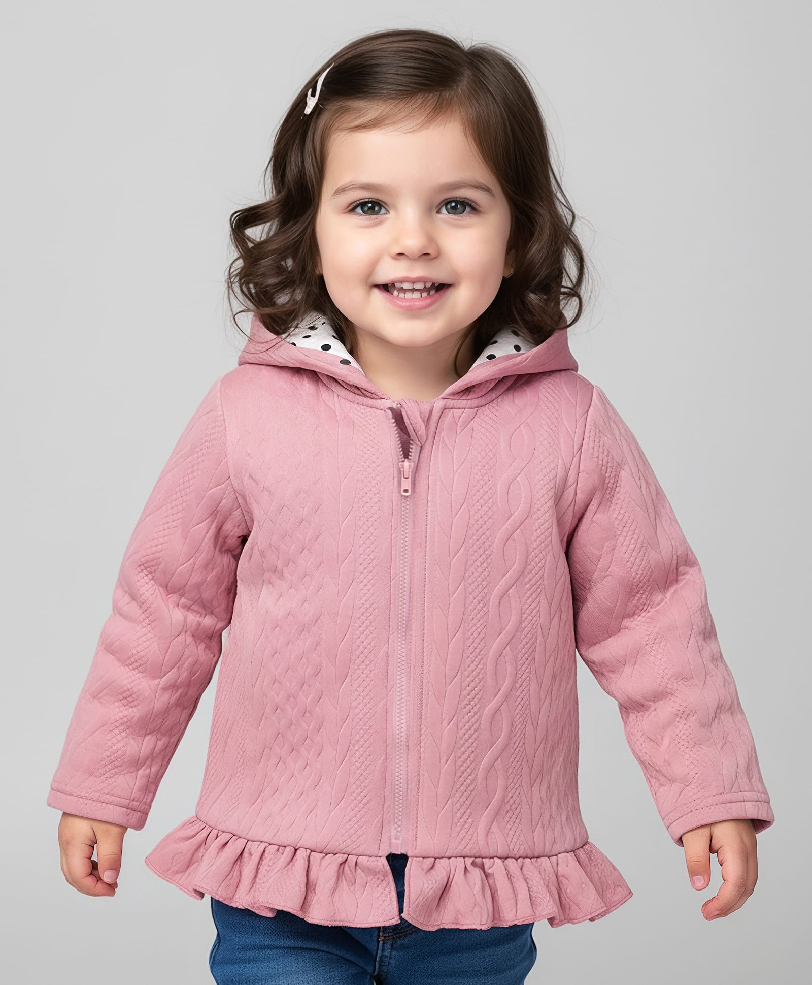 Mark & Mia Full Sleeves Solid Textured Hooded Sweatjacket - Pink-picture-34
