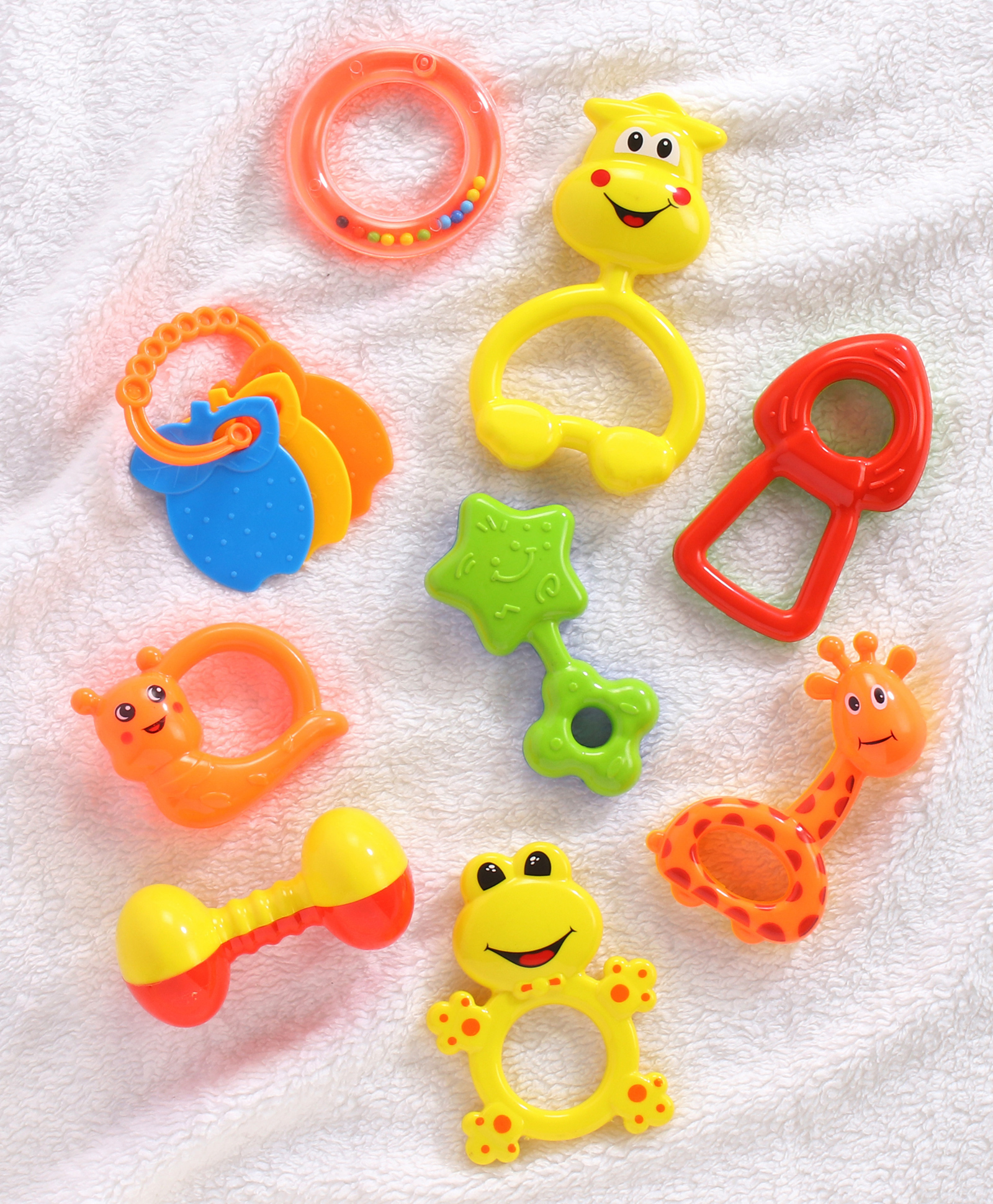 Play Nation BPA-Free Rattle & Teether Set for Newborns & Infants| Pack of 9| Non-Toxic, Food Grade, Phthalate-Free Baby Toys| Colorful, Lightweight| Rattles for Sensory Development | BIS Certified