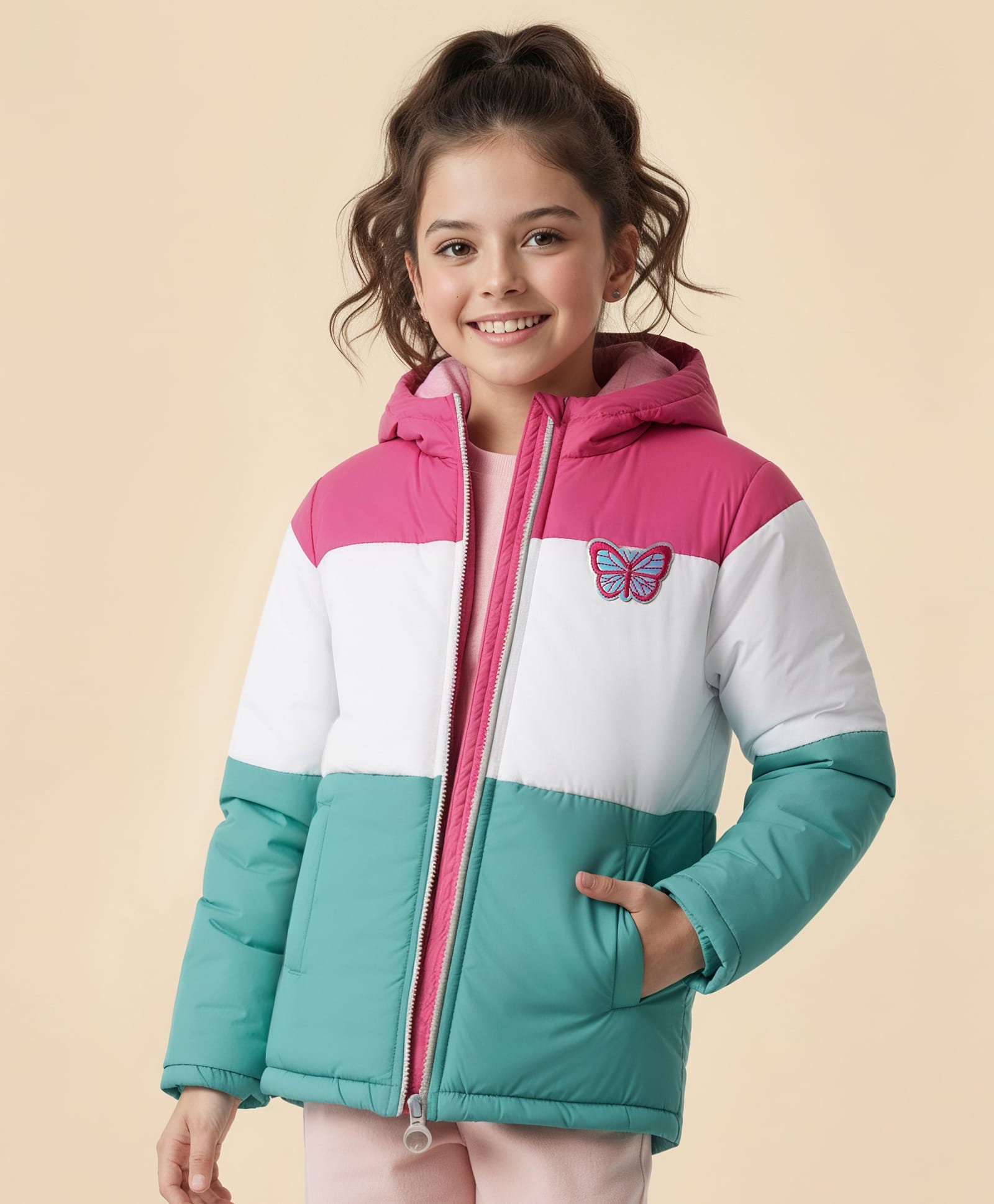 Pine Kids Woven Full Sleeves Padded Hooded Jacket with Color Block - Multicolor-picture-49