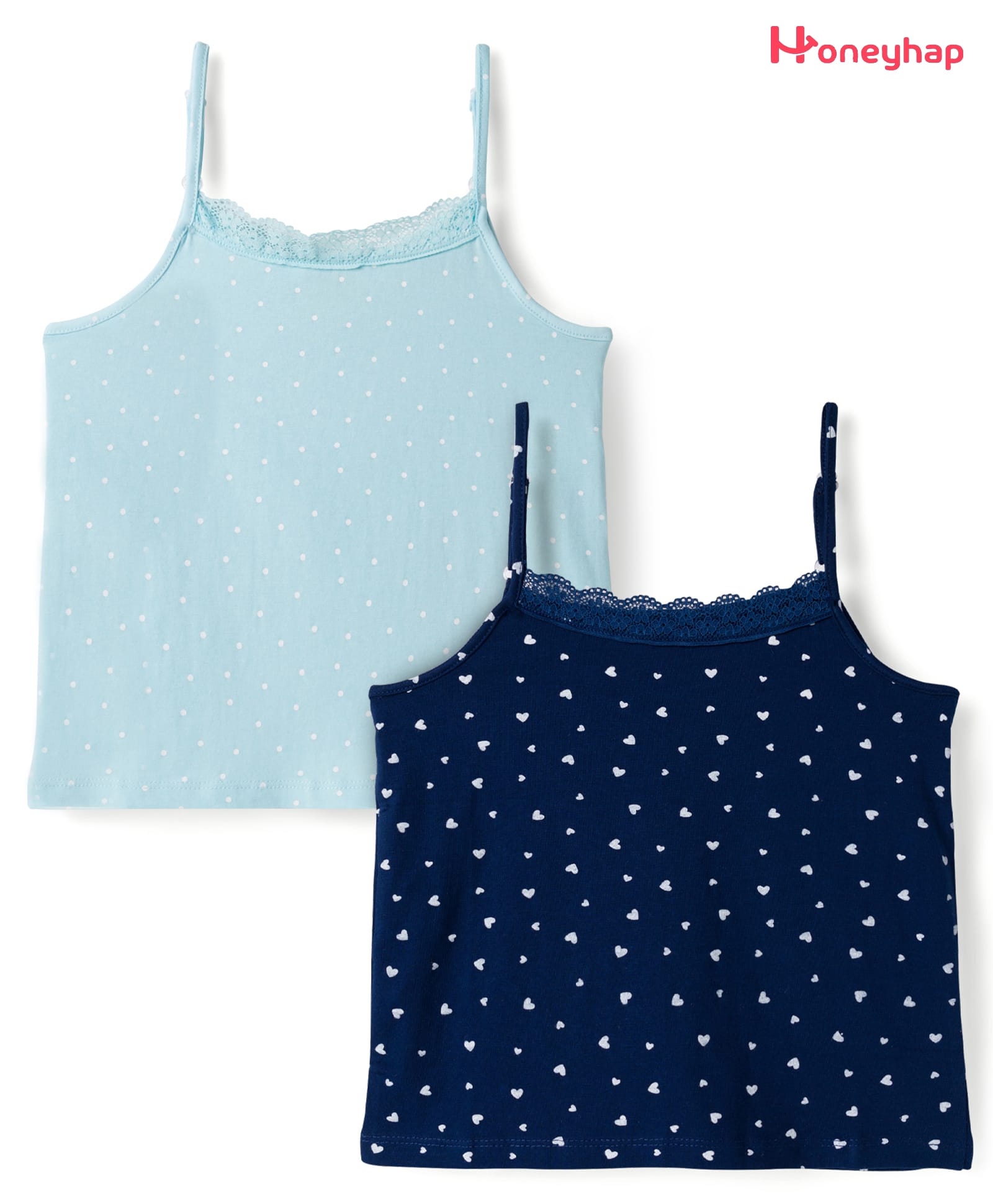 Honeyhap Premium Cotton Elastane Slips With Polka Dots & Heart Print & Bio Finish Pack of 2 - Saltwater Slide & Navy Peony-picture-9
