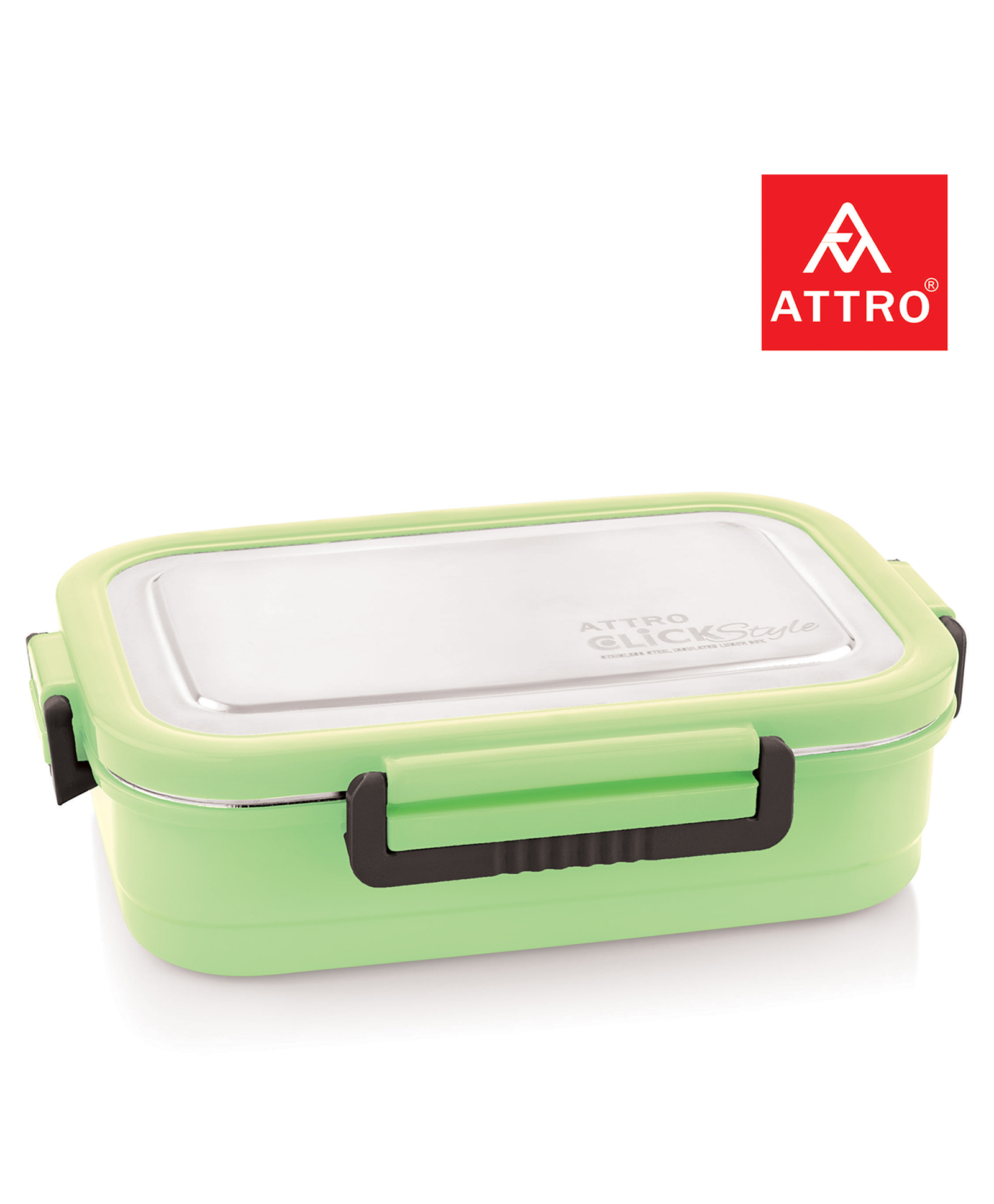 Attro Click Style Stainless Steel Insulated Airtight Leak-Proof Lunch Box Green - 800 ml-picture-43