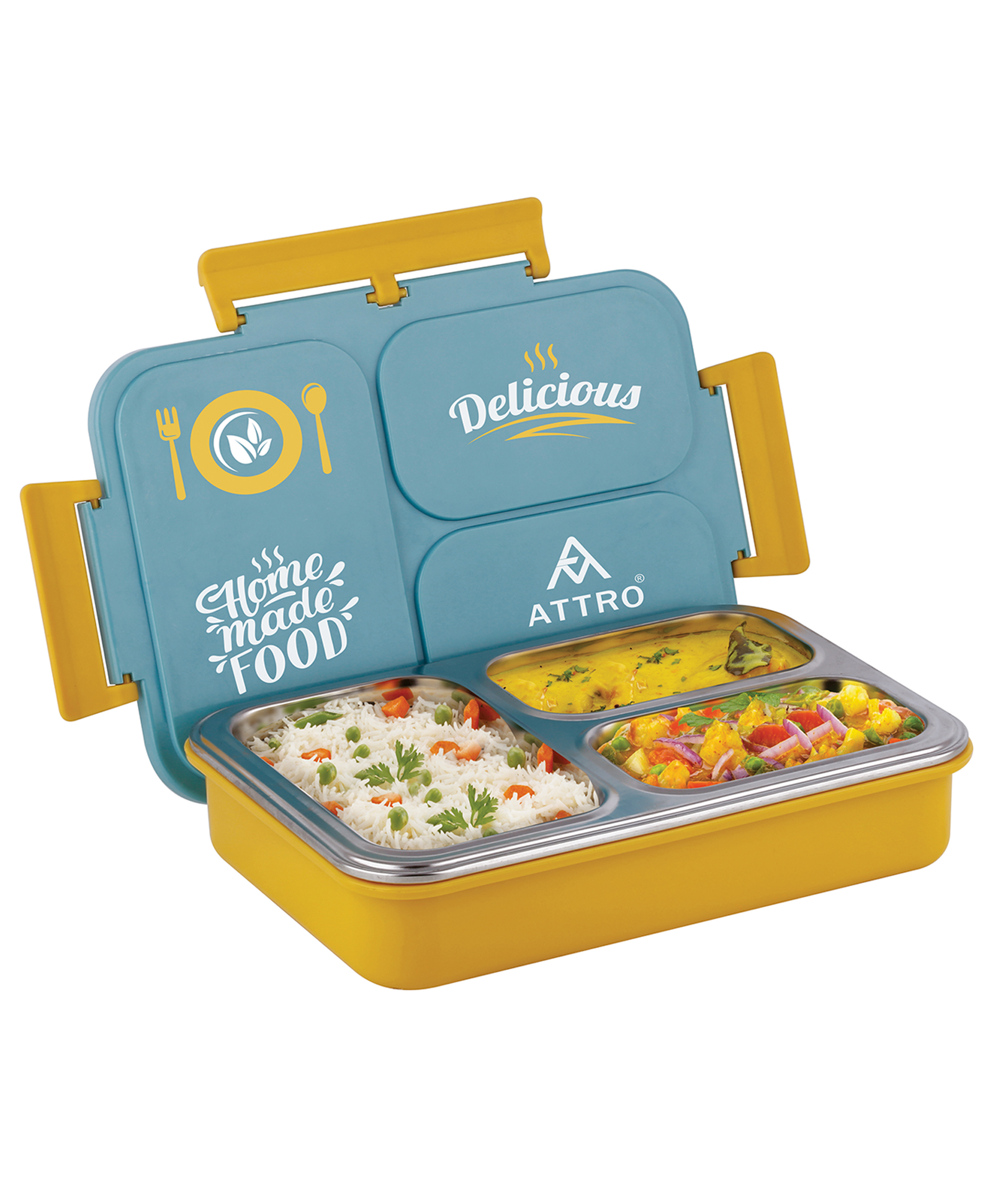 ATTRO Legacy 3 Stainless Steel Insulated Kids Lunch Box with 3 Compartments - Mint-picture-17