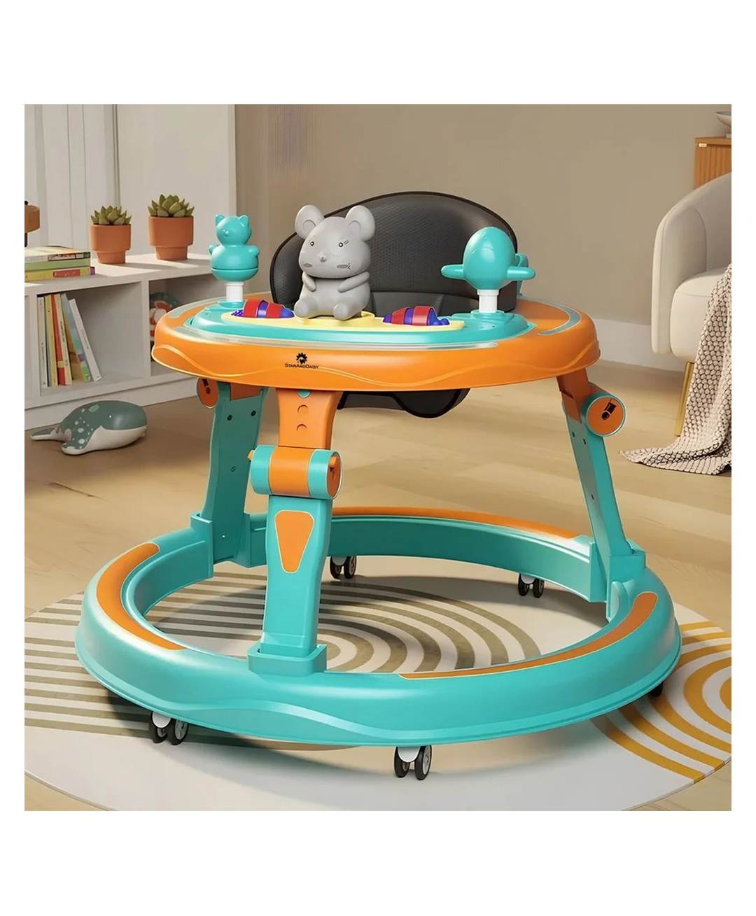 StarAndDaisy 360 Baby Walker 6-24 Months 7 Level Height Adjustment Walker for Kids with Switchable Food & Musical Toy Tray- Aqua Blue-picture-27