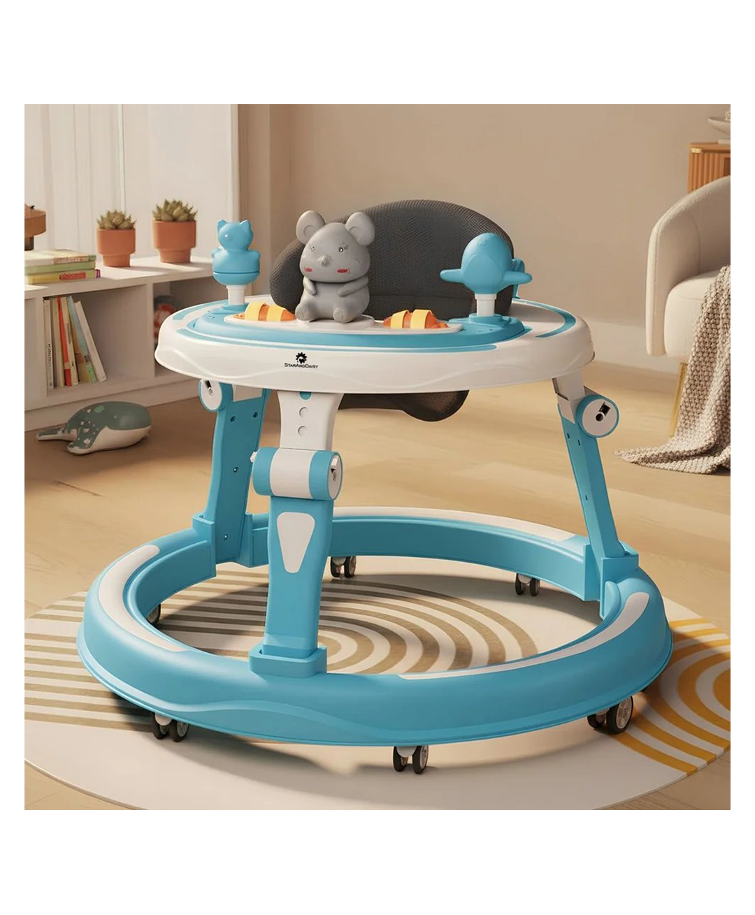 StarAndDaisy 360 Baby Walker 6-24 Months 7 Level Height Adjustment Walker for Kids with Switchable Food & Musical Toy Tray-Sky Blue-image-19