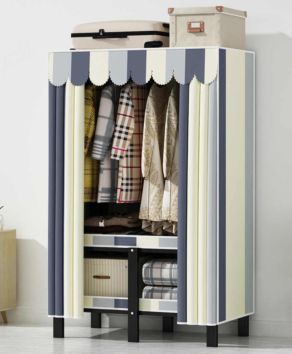 StarAndDaisy Kids Foldable Wardrobe with Cover, Drawers Portable Almirah for Clothes, Shoes, Accessories with Side Pockets, Hanging Rod, white-picture-14