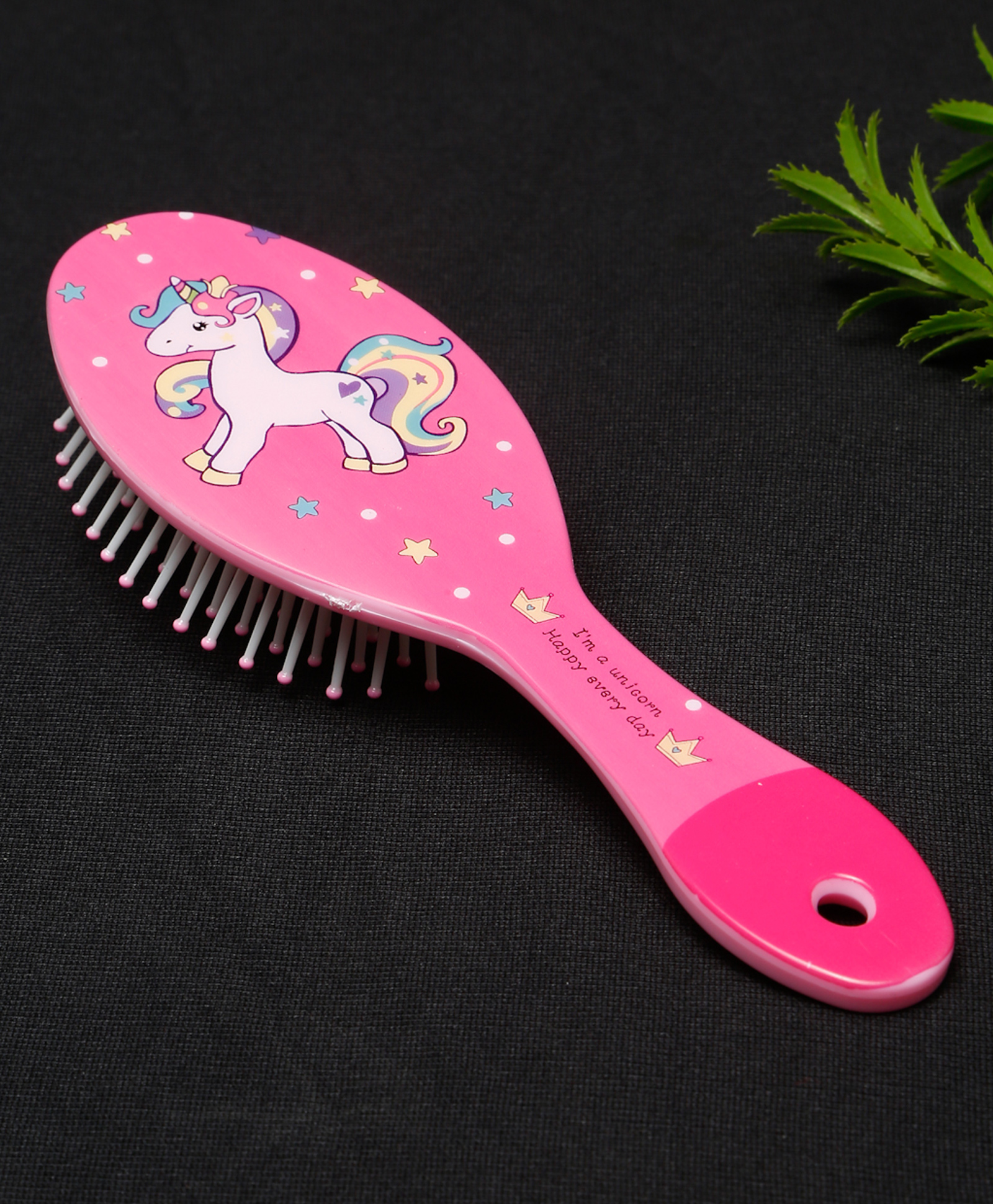 Stol'n Unicorn Printed Oval Shaped Hair Brush-Dark Pink-image-23