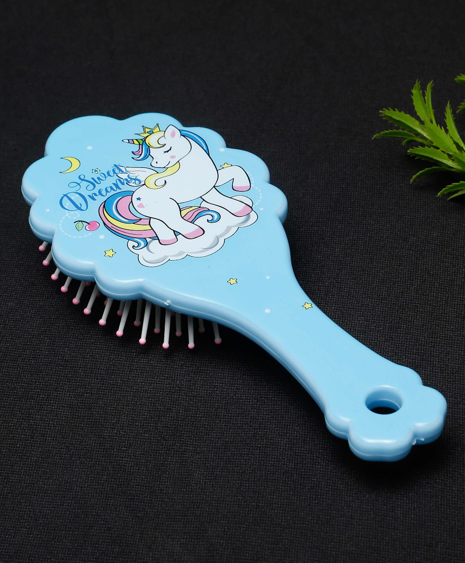 Stol'n Unicorn Printed Zig Zag Shaped Hair Brush-Skyblue-image-1