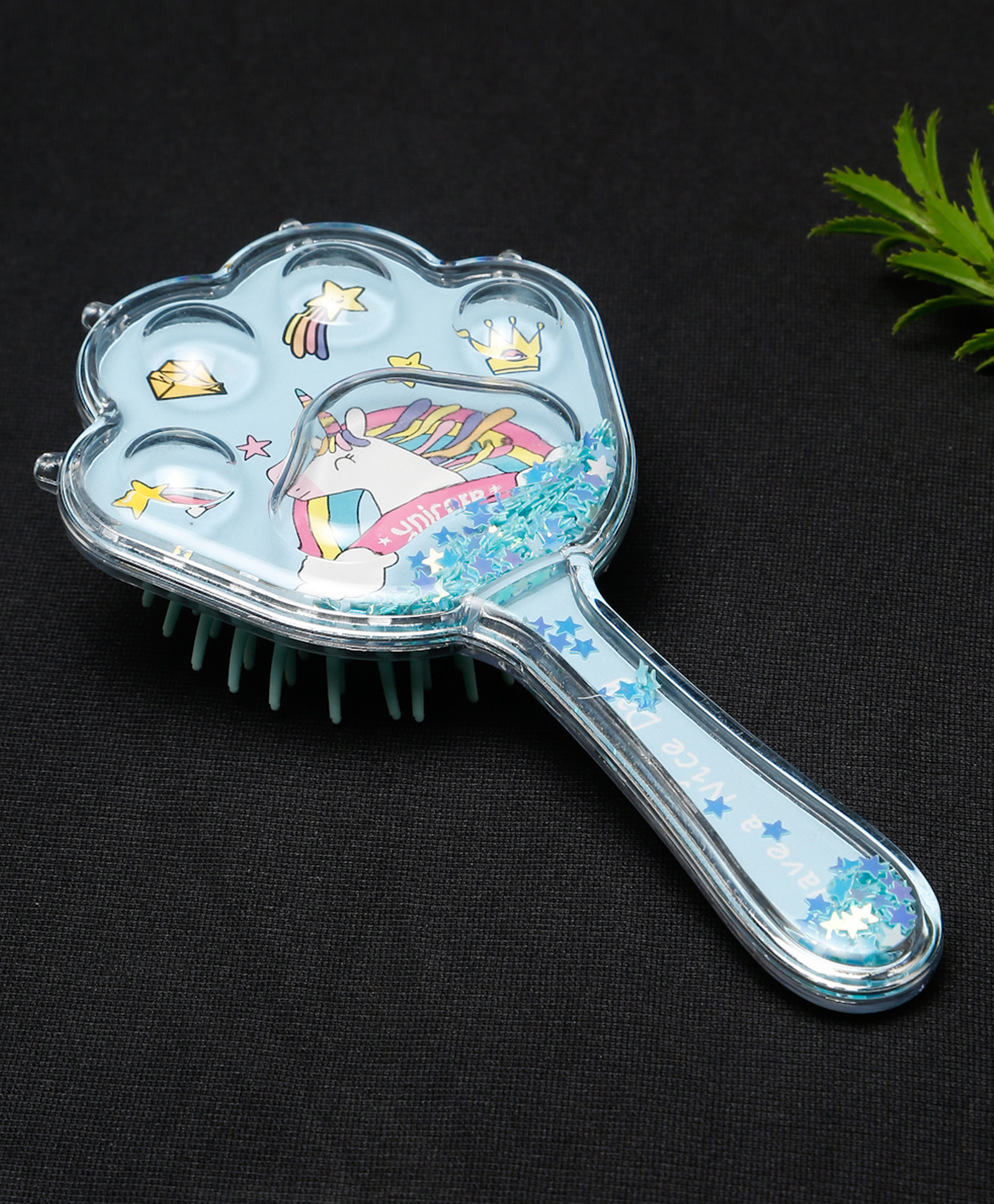 Stol'n Unicorn Theme With Star Glittery Hair Brush-Pink-image-44