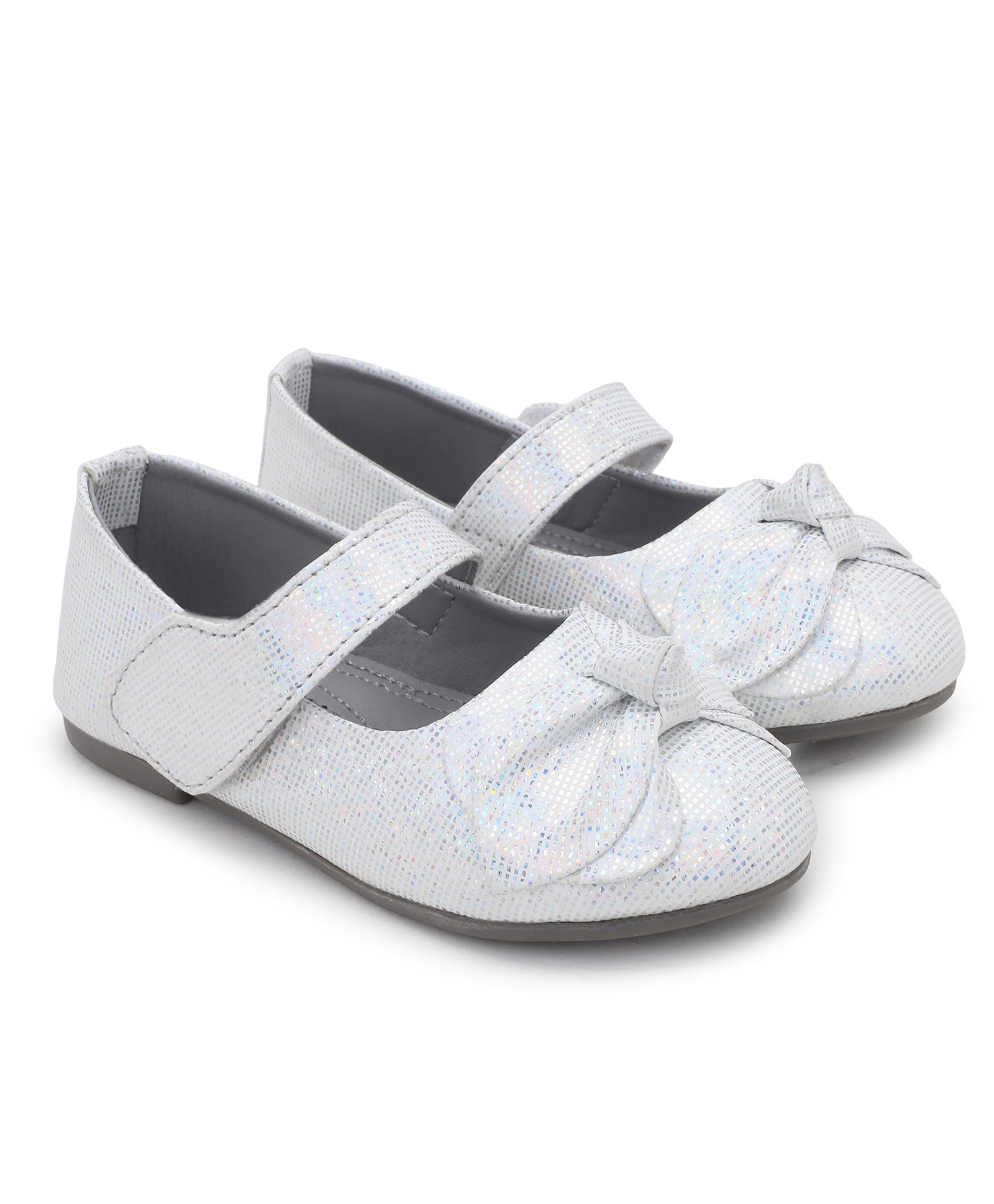 Superminis Bow Applique Detailed Foil Designed Ballerinas - White-picture-3