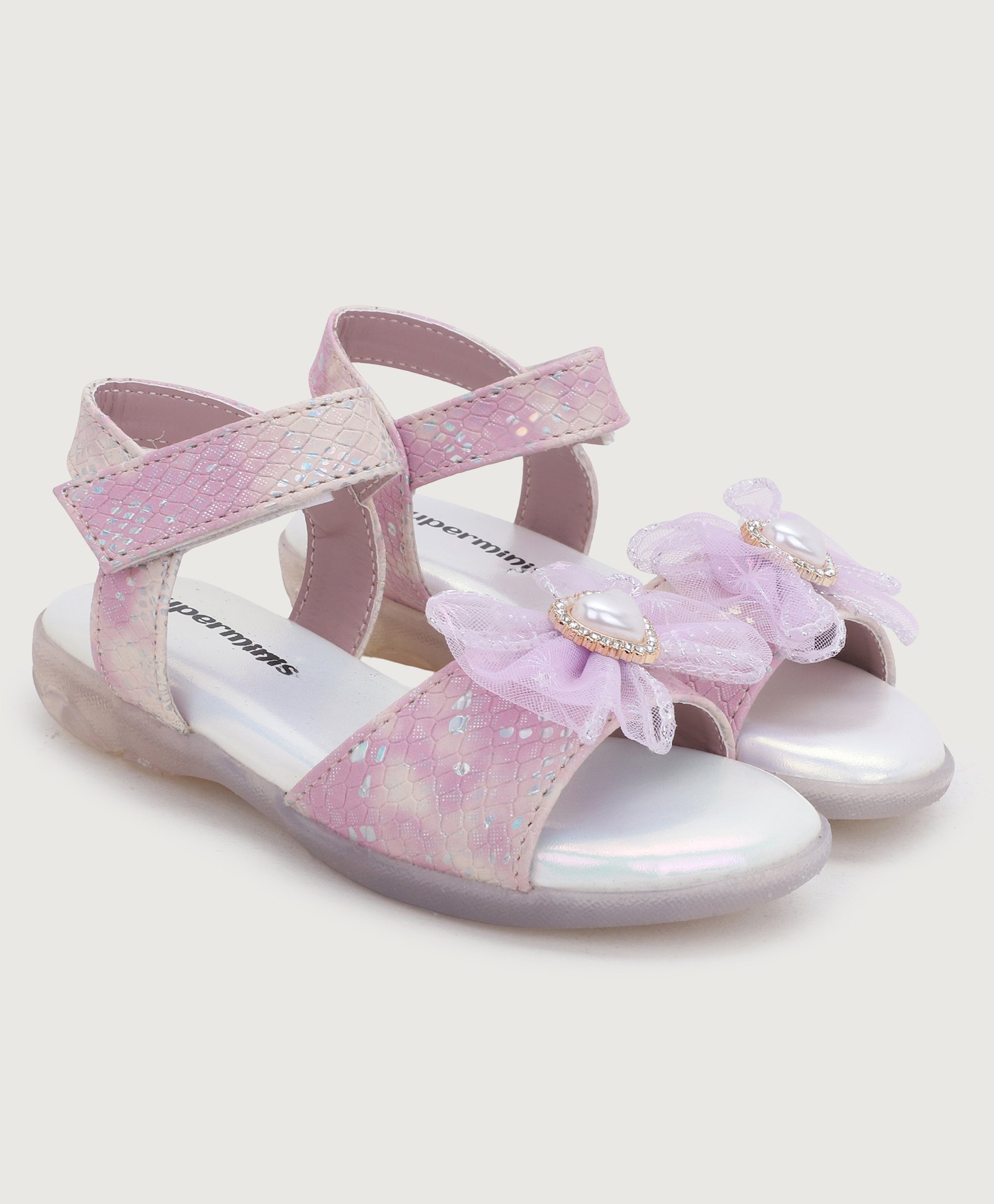 Superminis Heart Designed Bow Applique Detailed Sandals - Lavender-image-21