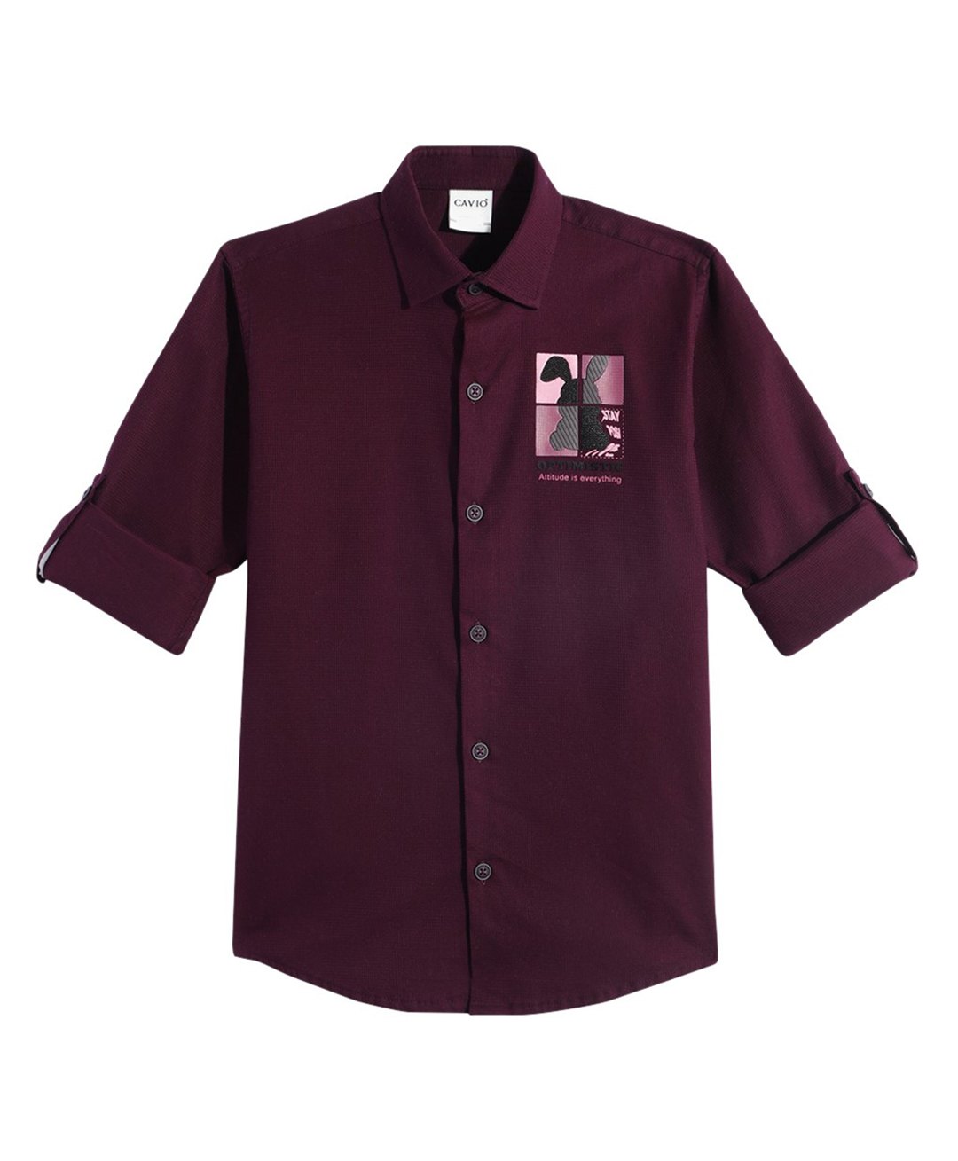 CAVIO Cotton Woven Full Sleeves Optimistic Text Printed Shirt - Violet-picture-16