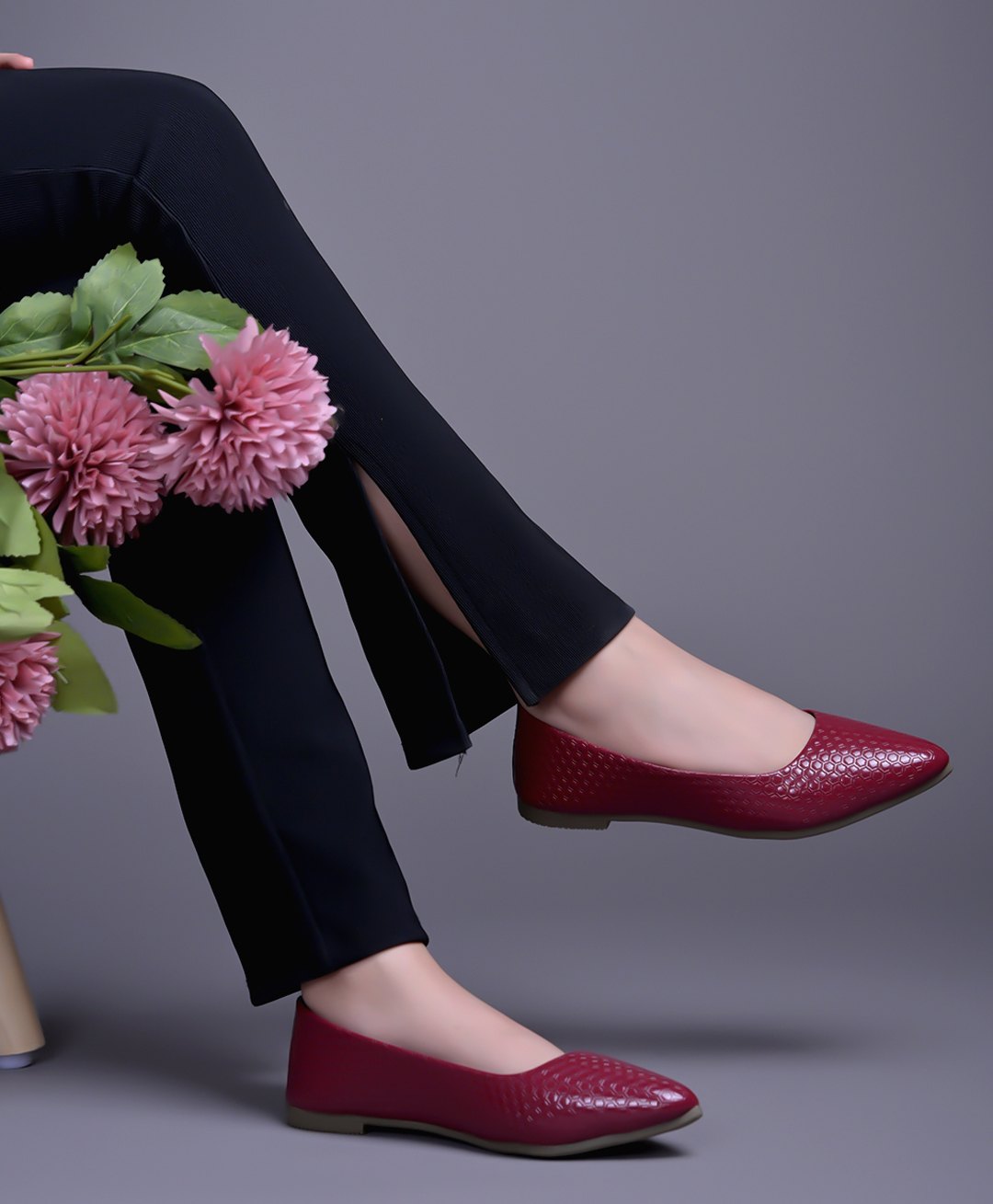 Shoetopia Geometric Designed Ballerinas - Red-picture-19