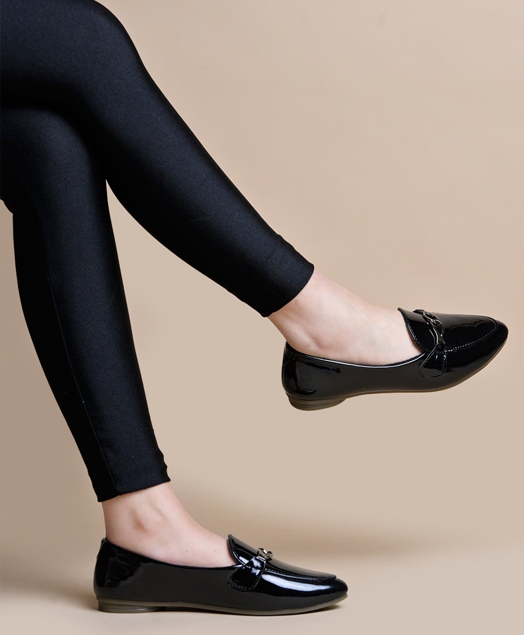 Shoetopia Metal Applique Detailed Ballerinas - Black-image-39