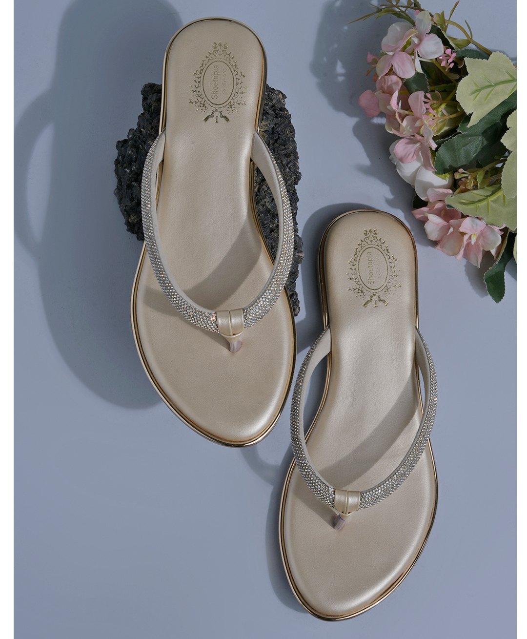 Shoetopia Rhinstone Embellished Sandals - Golden-picture-23