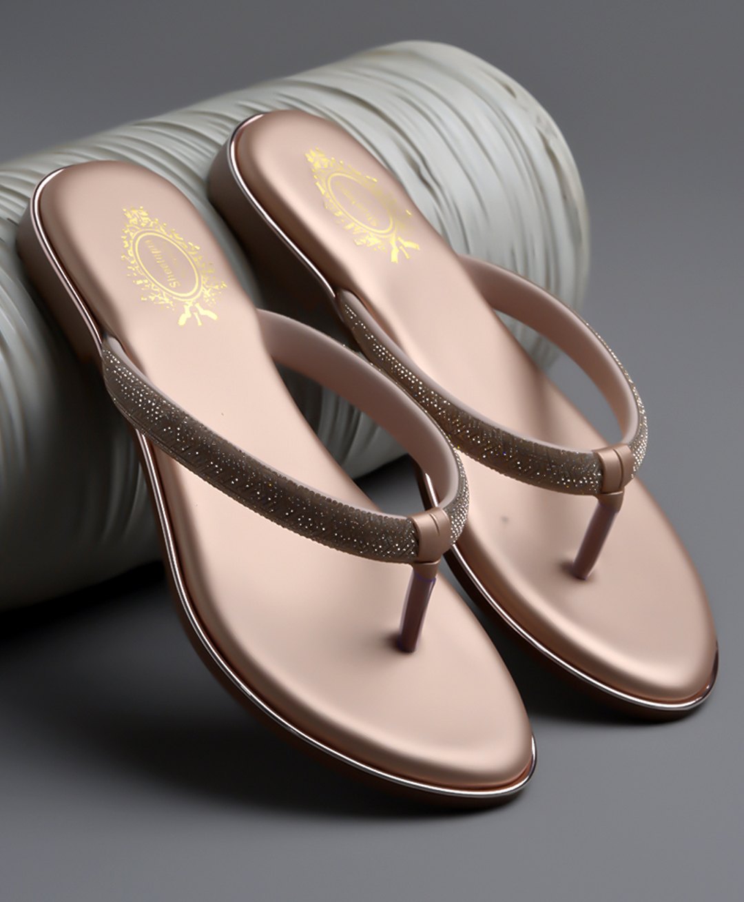 Shoetopia Rhinstone Embellished Sandals - Rose Gold-picture-10