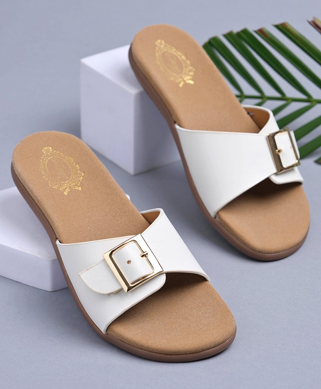 Shoetopia Buckle Detailed Sandals - White-picture-11