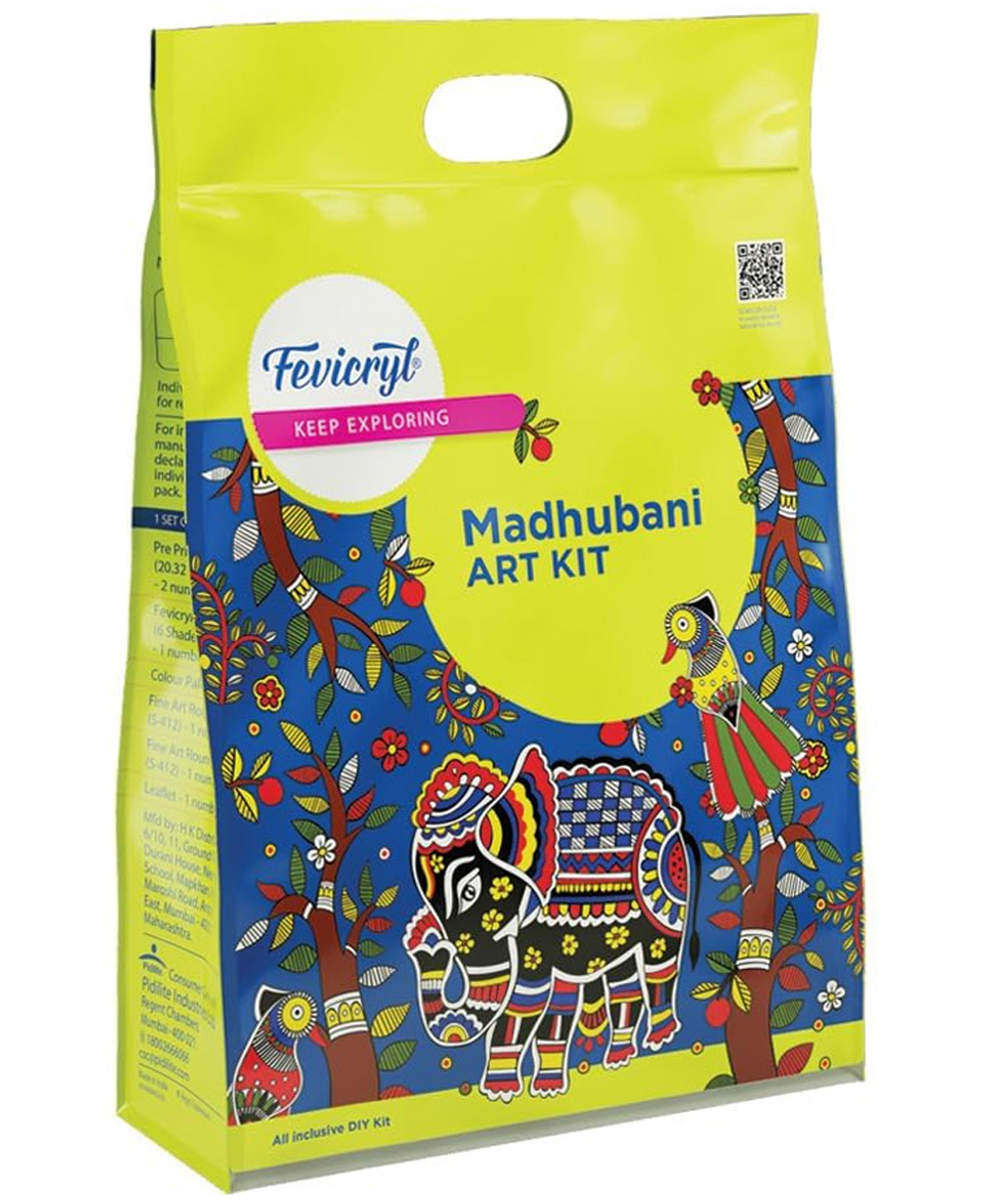 Fevicryl Madhubani Art kit with complete DIY painting set with Pre-Printed Canvases, Acrylic Paints & Brushes - Multicolor-picture-11