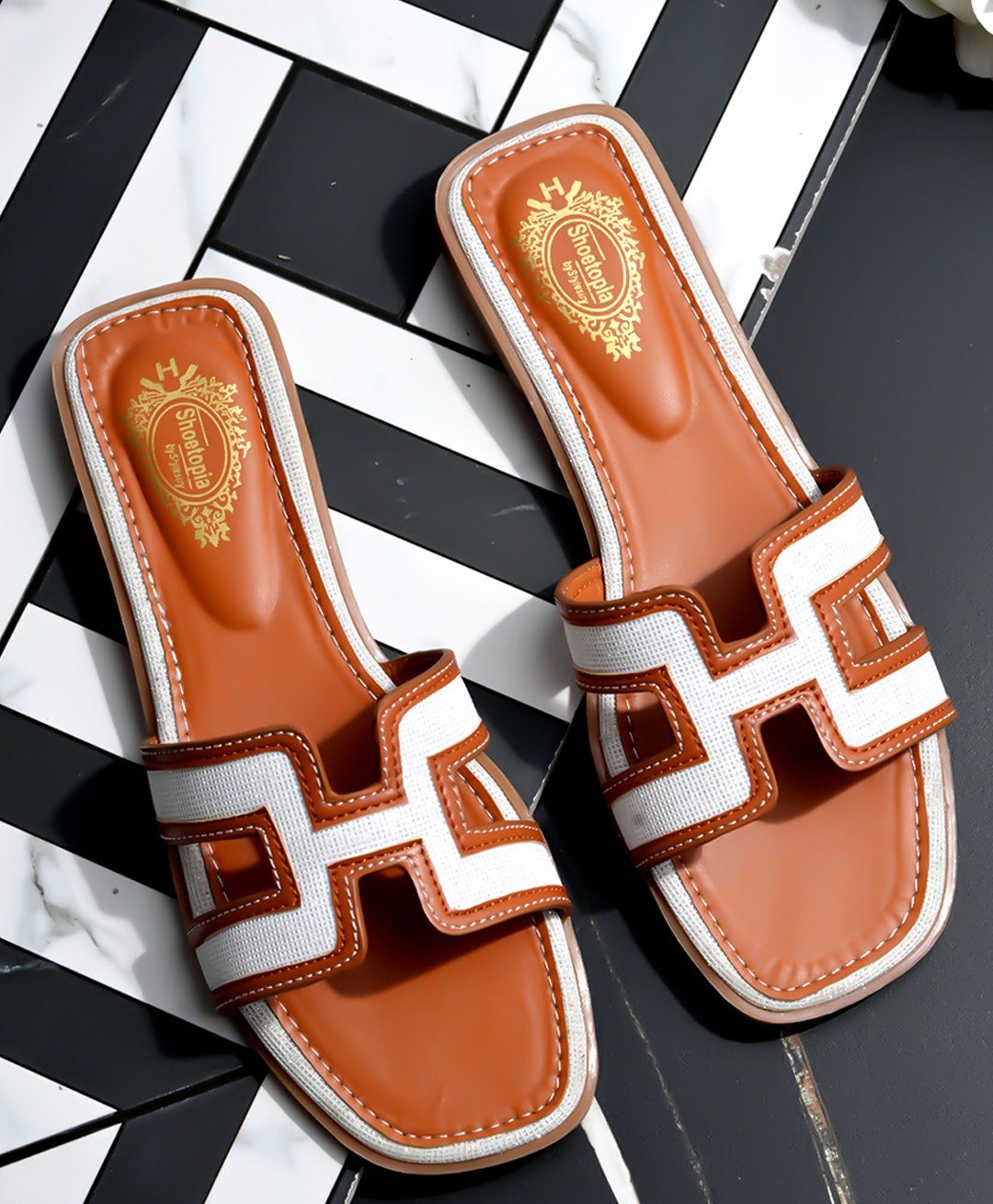 Shoetopia Colour Blocked Sandals - Tan-picture-41