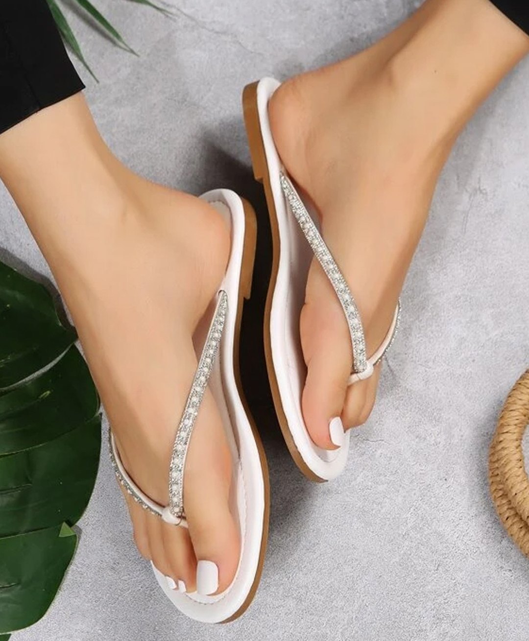 Shoetopia Stone Embellished Sandals - White-image-24