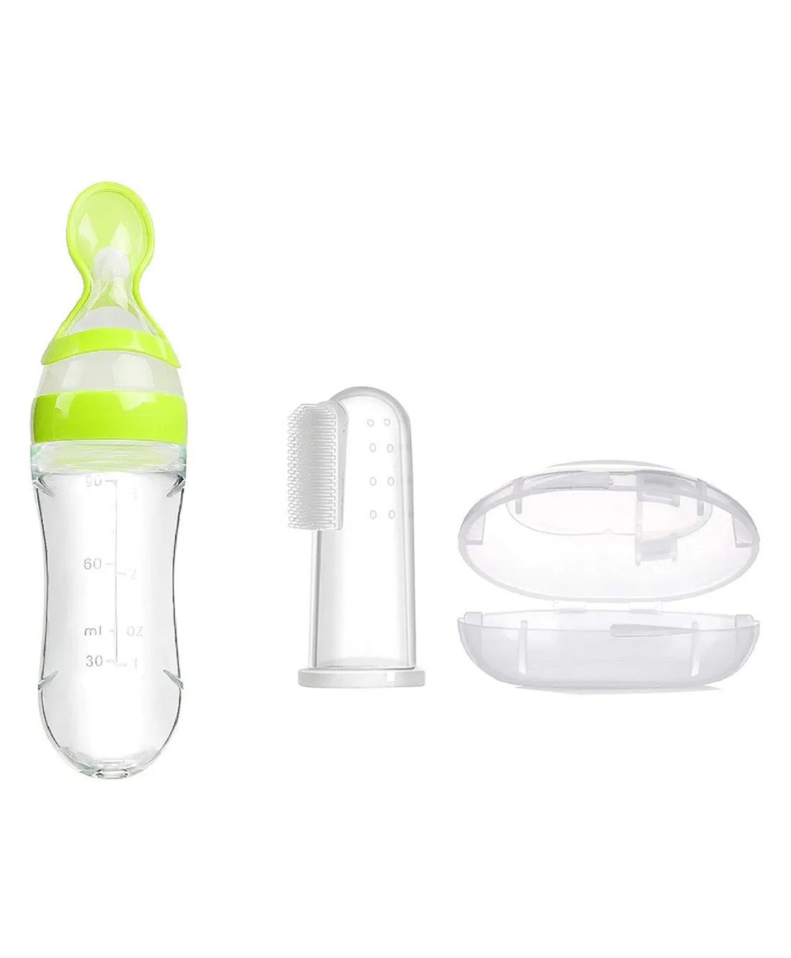 NeonateCare Finger Toothbrush and Spoon feeder - Pack of 2 ( Green Spoon feeder and white finger brush)-picture-42